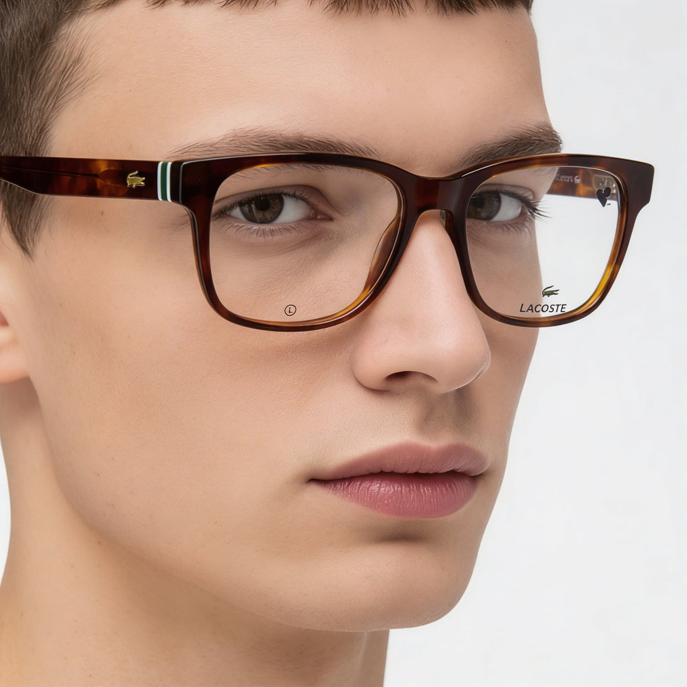 Gafas de sol unisex Lacoste Modern con montura metálica, color rubio habano, ancho de lente de 54 mm