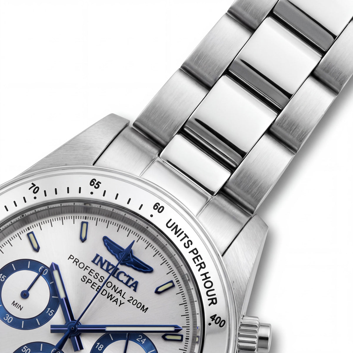 Invicta Speedway Chronograph Quartz Stainless Steel Bracelet Silver Dial Water Resistant Unisex Watch 39.5mm, Photo 3