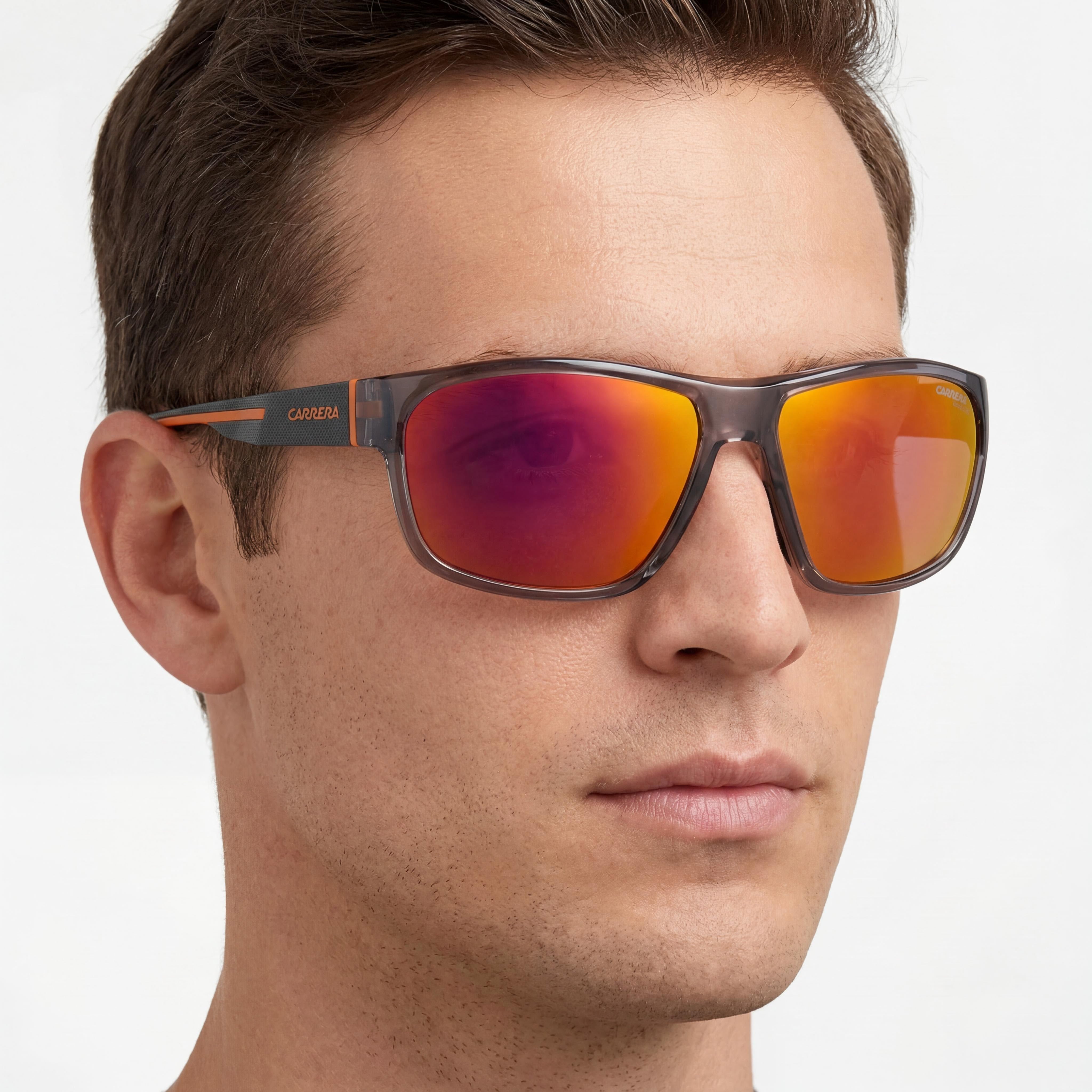 Carrera Casual Hombre Poliamida Ecológica Gris Naranja Lente Policarbonato con Protección UV 400 63mm, Photo 4