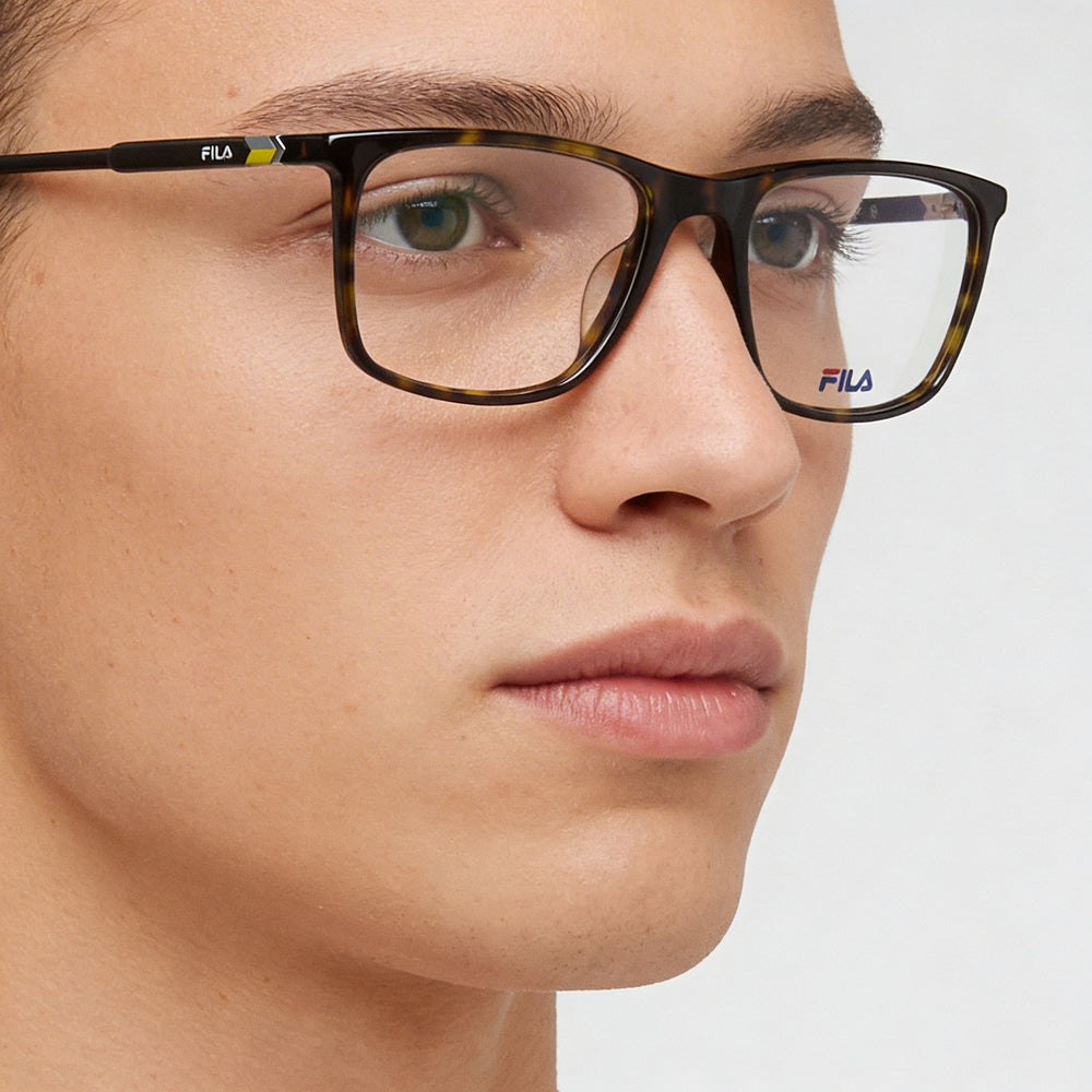 Gafas de sol unisex FILA de montura completa de acetato Havana oscuro y montura de metal con lentes de policarbonato Havana de 53 mm