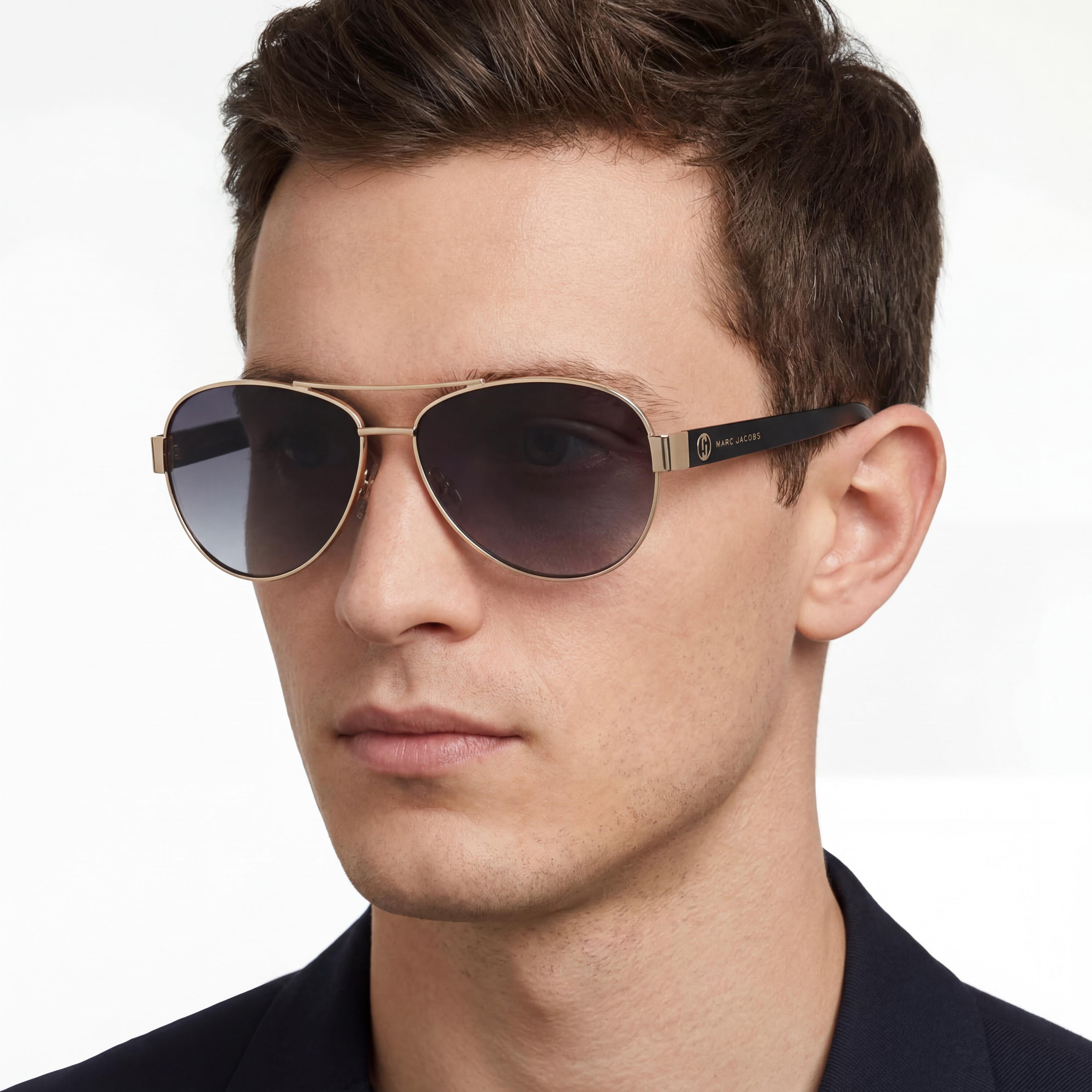 Gafas de sol Marc Jacobs Marc 699/S para hombre, de metal dorado y negro, con lentes degradadas grises con protección UV de 60 mm, Photo 5