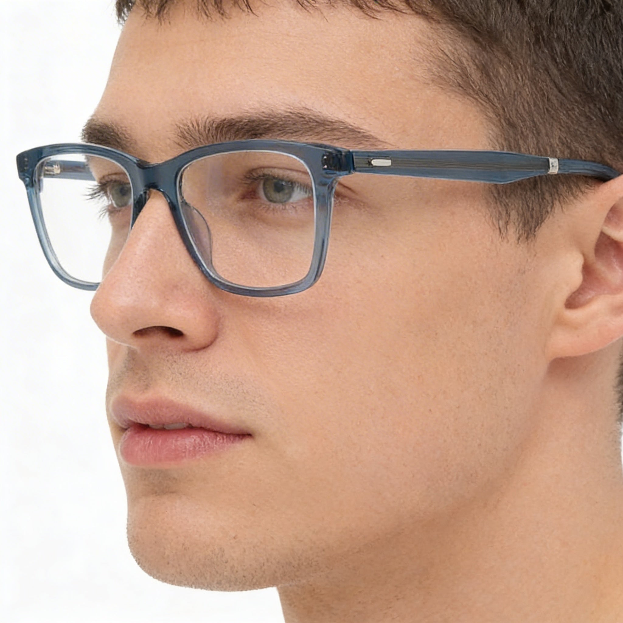 Gafas de vista Calvin Klein Modern para hombre, transparentes, de acetato azul Avio, montura completa, cuadradas, ancho de lente de 53 mm, Photo 4
