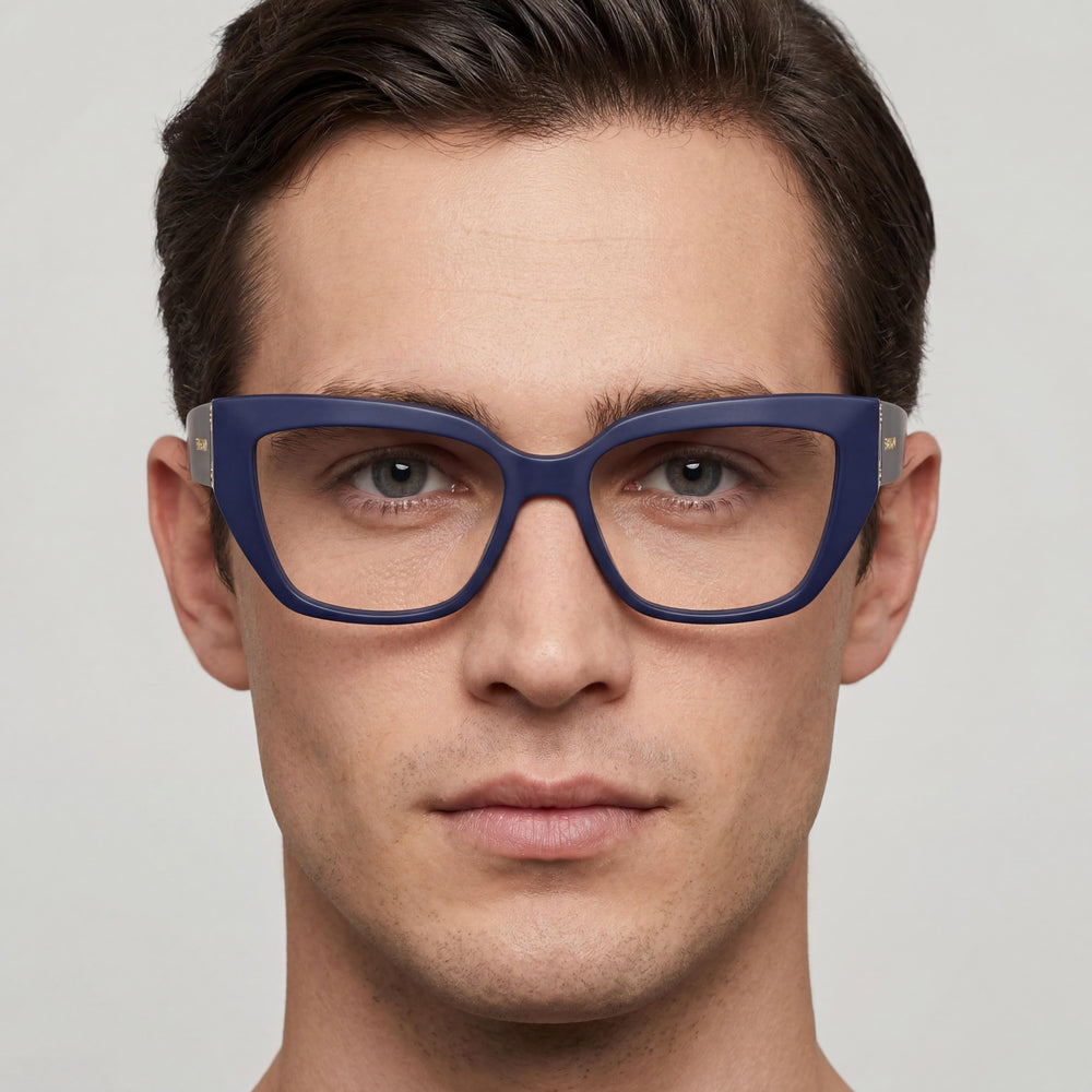 Montura de Gafas Ópticas para Hombre Salvatore Ferragamo Sf2972 con Construcción de Acetato en Color Azul Marino, Ancho de Lente 54mm