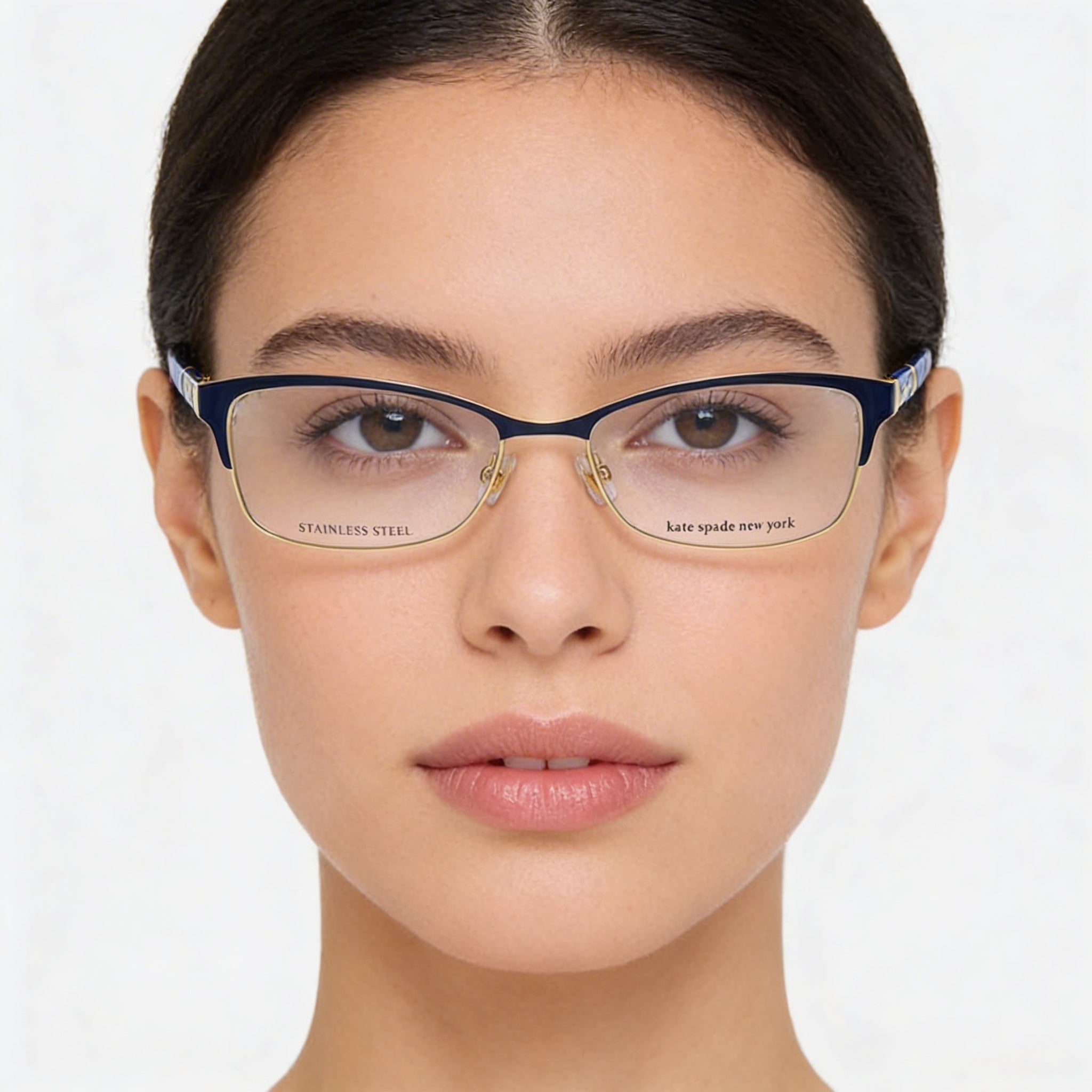 kate spade new york Laurianne Unisex Metal Frame Optical Eyeglasses, Matte Blue Havana, Clear Lens, 50mm, Photo 5
