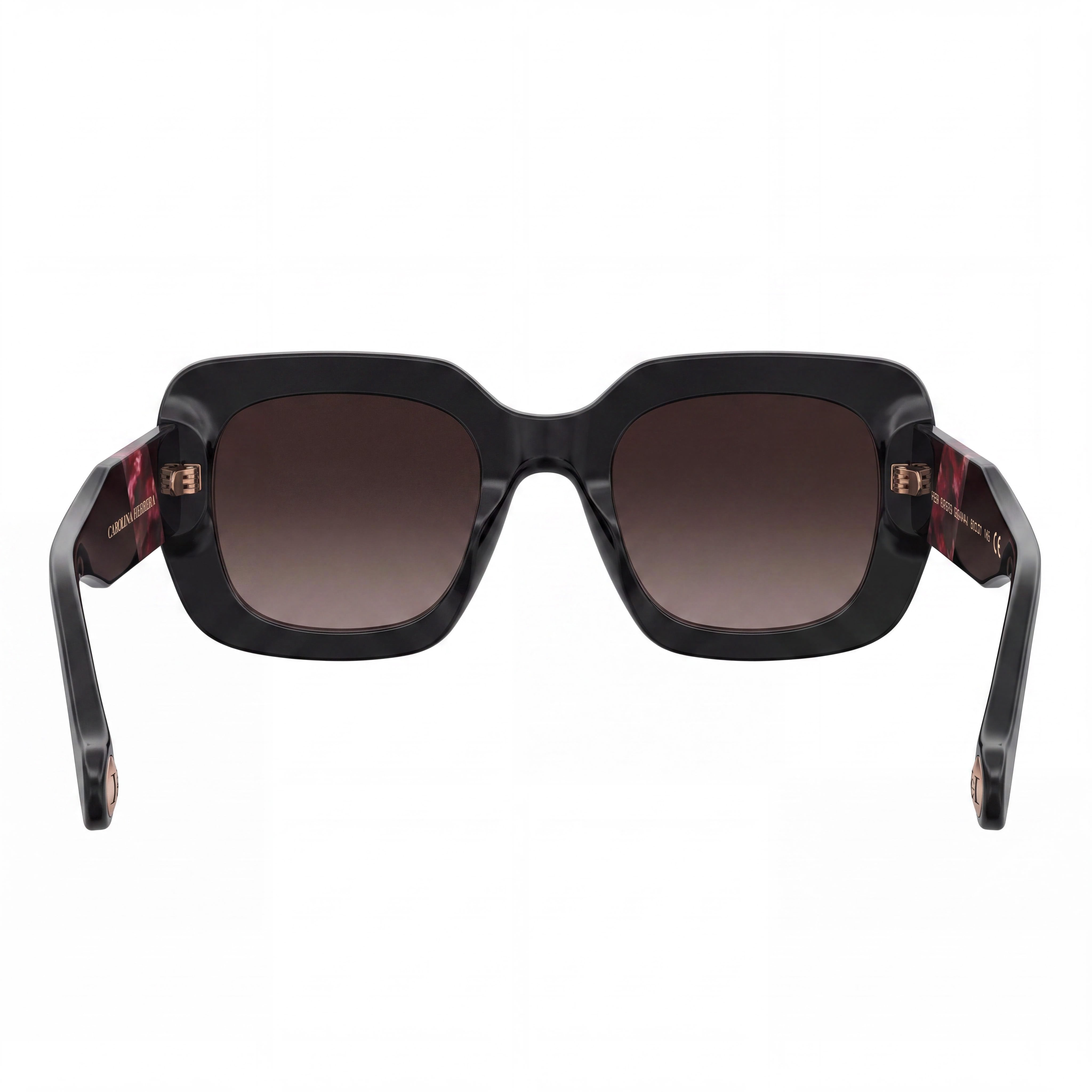 Carolina Herrera HER 0186/S Gafas de sol rectangulares para mujer, de acetato, en color negro y burdeos, no polarizadas, con protección UV del 100%, 52 mm, Photo 4