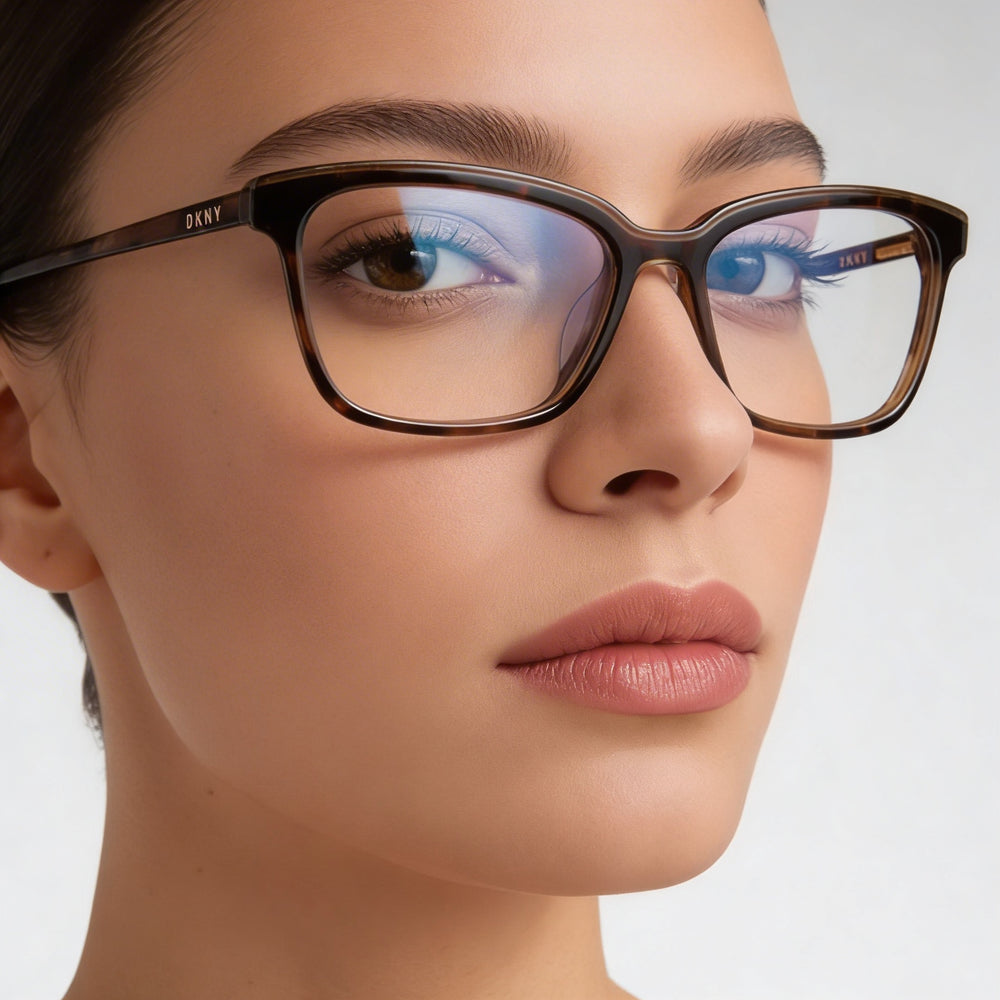 DKNY Gafas modernas para mujer con montura metálica, Carey Mink, lentes de policarbonato, 53 mm de ancho de lente