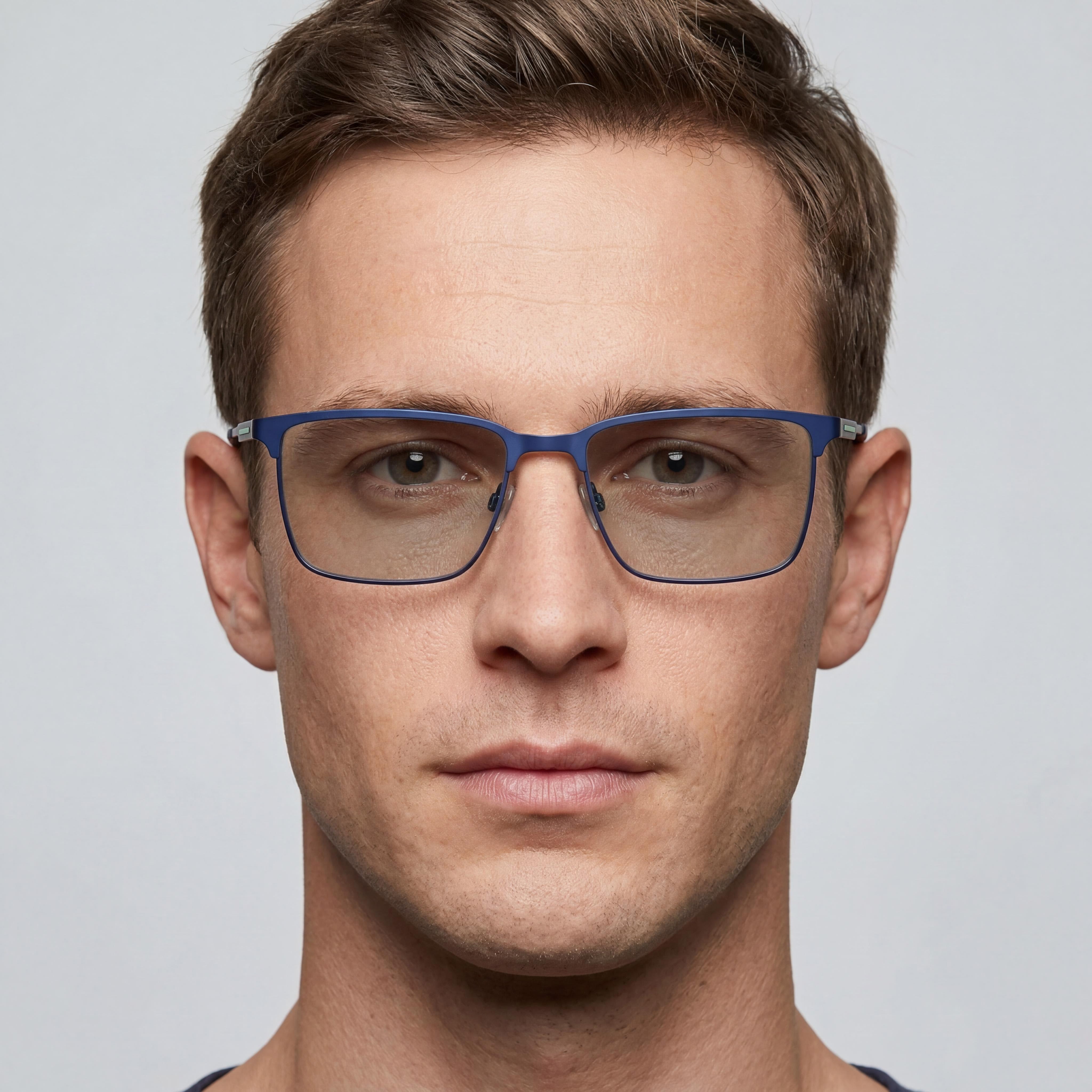 Lacoste L2296 Modern Collection Men's Eyeglasses featuring Matte Blue Metal Frame and Polycarbonate Lenses, Size 55mm, Photo 4