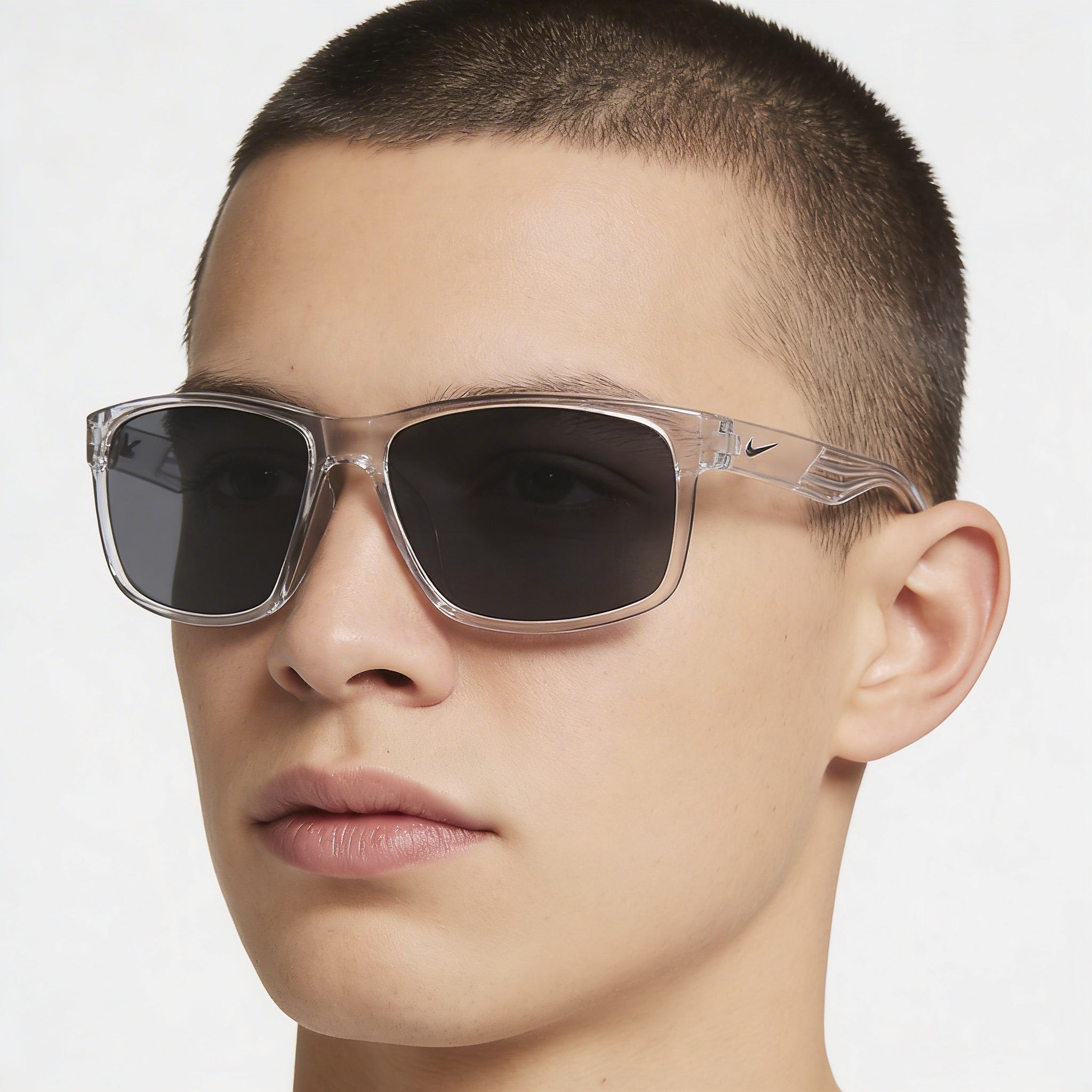 Nike Cruiser Unisex Crystal Clear Nylon Frame with Clear Lenses 59mm 100% UV Protection Prescription Ready, Photo 4