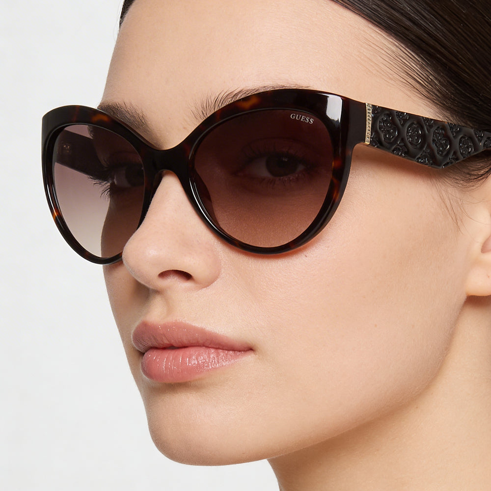 Gafas de sol inyectadas GUESS Classic de mujer con protección UV, color Habana oscuro, degradado marrón, 61-20-125 mm