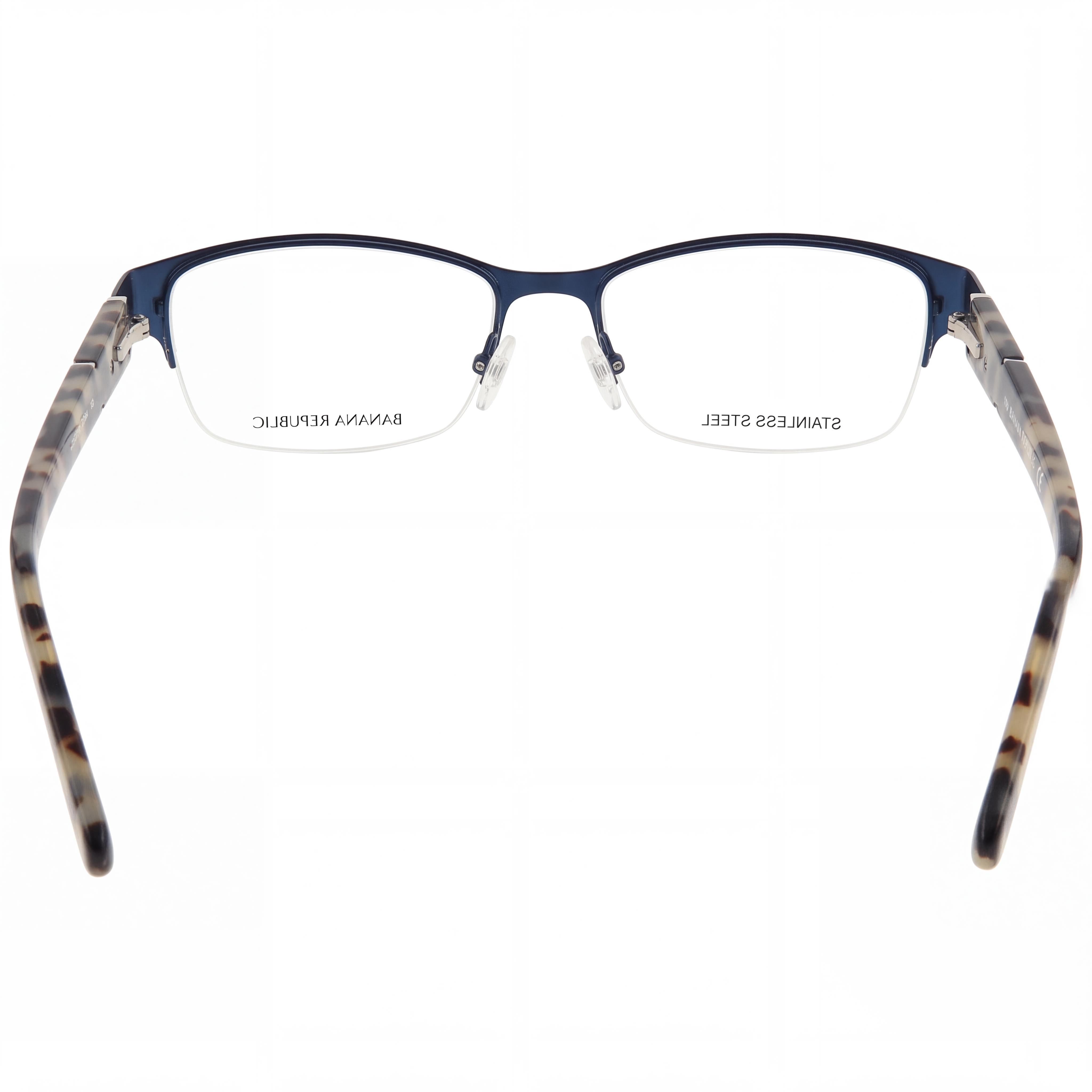 BANANA REPUBLIC 0Da4 Unisex Metal Rectangular Semi-Rimless Eyeglasses Light Blue Navy Demo Lenses 52-16-130, Photo 3