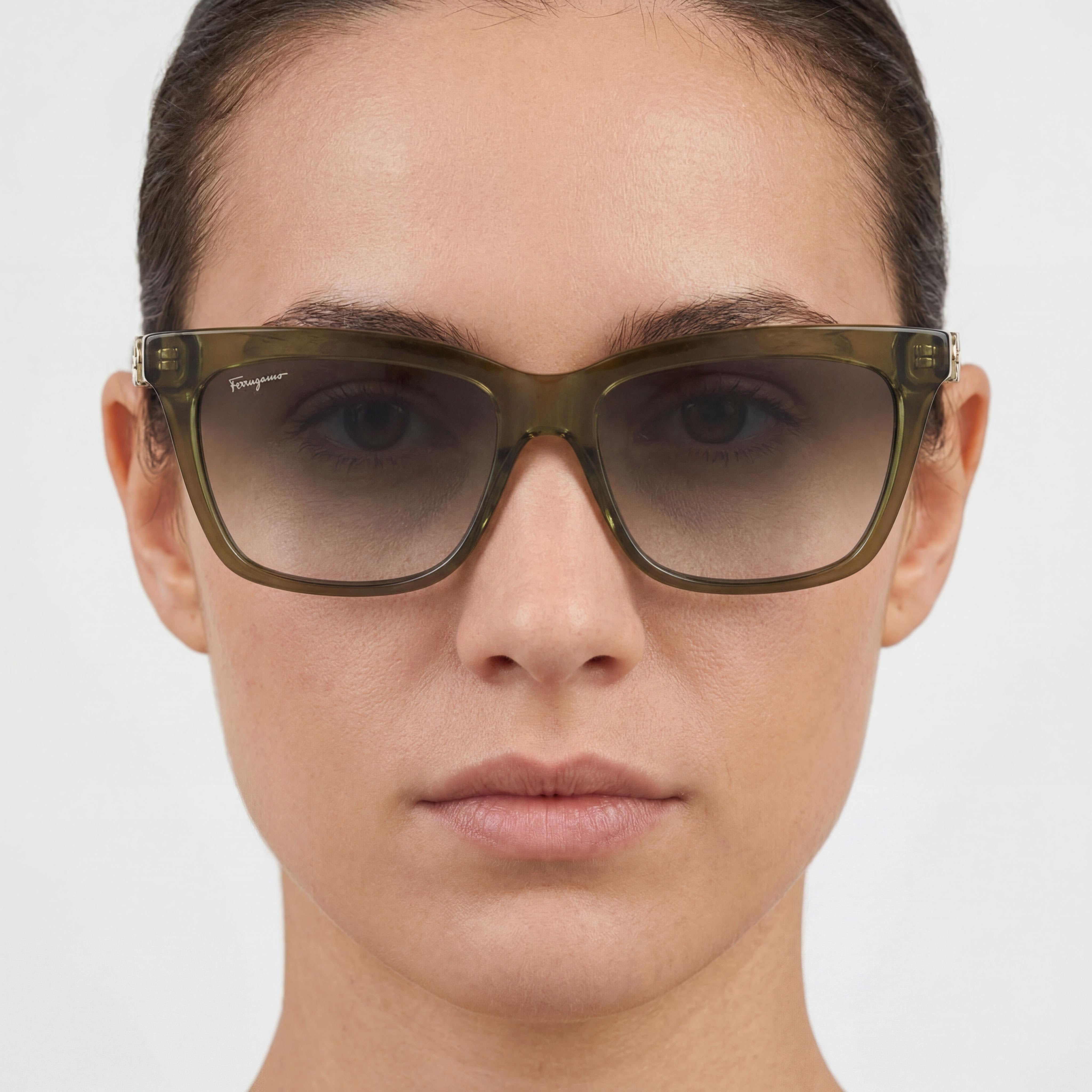 Salvatore Ferragamo Sf1027s Unisex Green Full Rim Plastic Frame Green Gradient Lens Eyewear 55-16-140, Photo 4