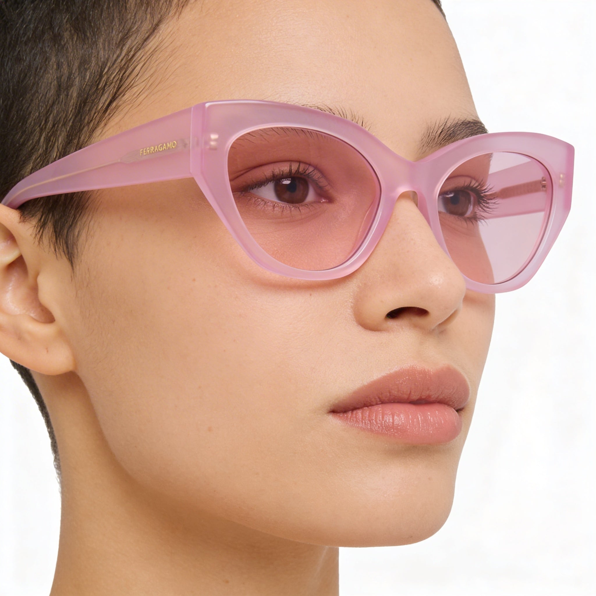 Gafas Ferragamo Sf1107s unisex de plástico multicolor, lentes rosa opalino sin polarizar con protección UV, 55mm, Photo 5
