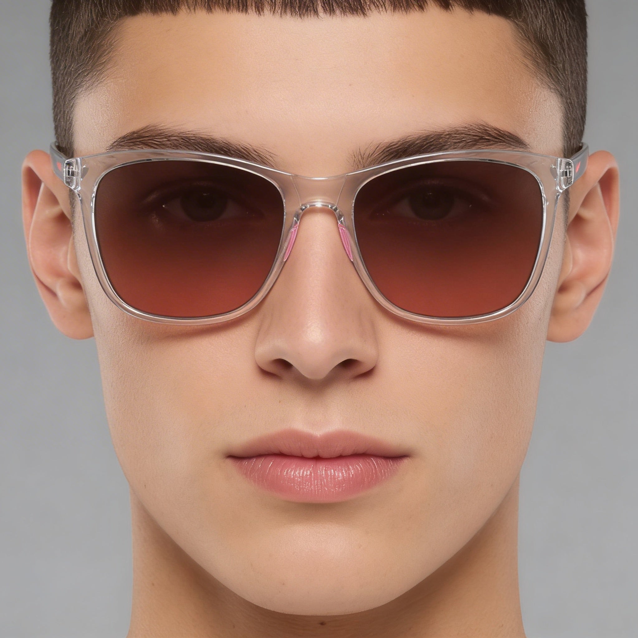 Nike Passage Ev1199 Unisex Crystal Clear Brown Peach Plastic Non-Polarized UV Protection Sunglasses 55mm, Photo 4