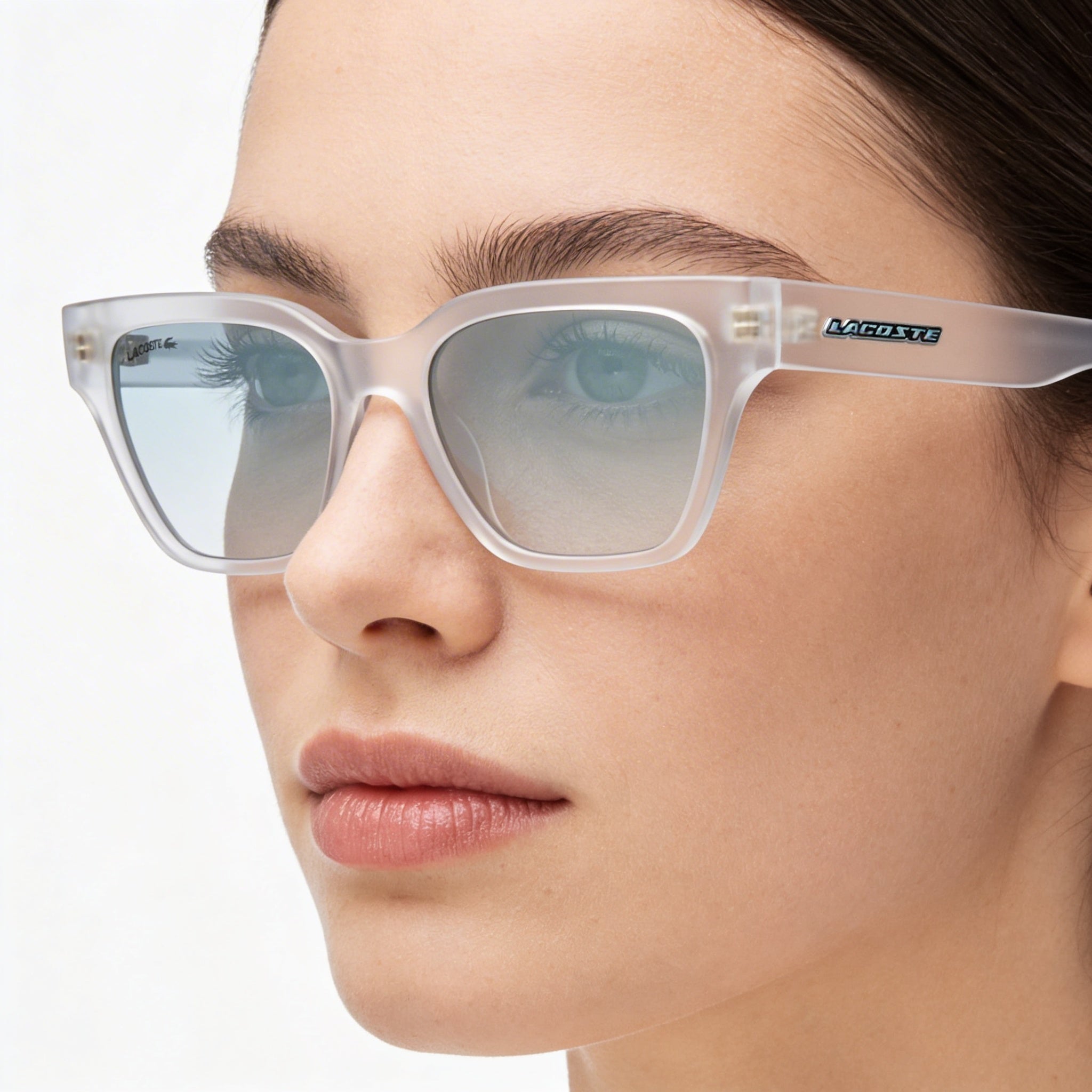 Gafas de sol Lacoste L6002s para mujer, en gris metalizado inyectado, con lentes verdes degradados y protección UV de 53 mm, Photo 5