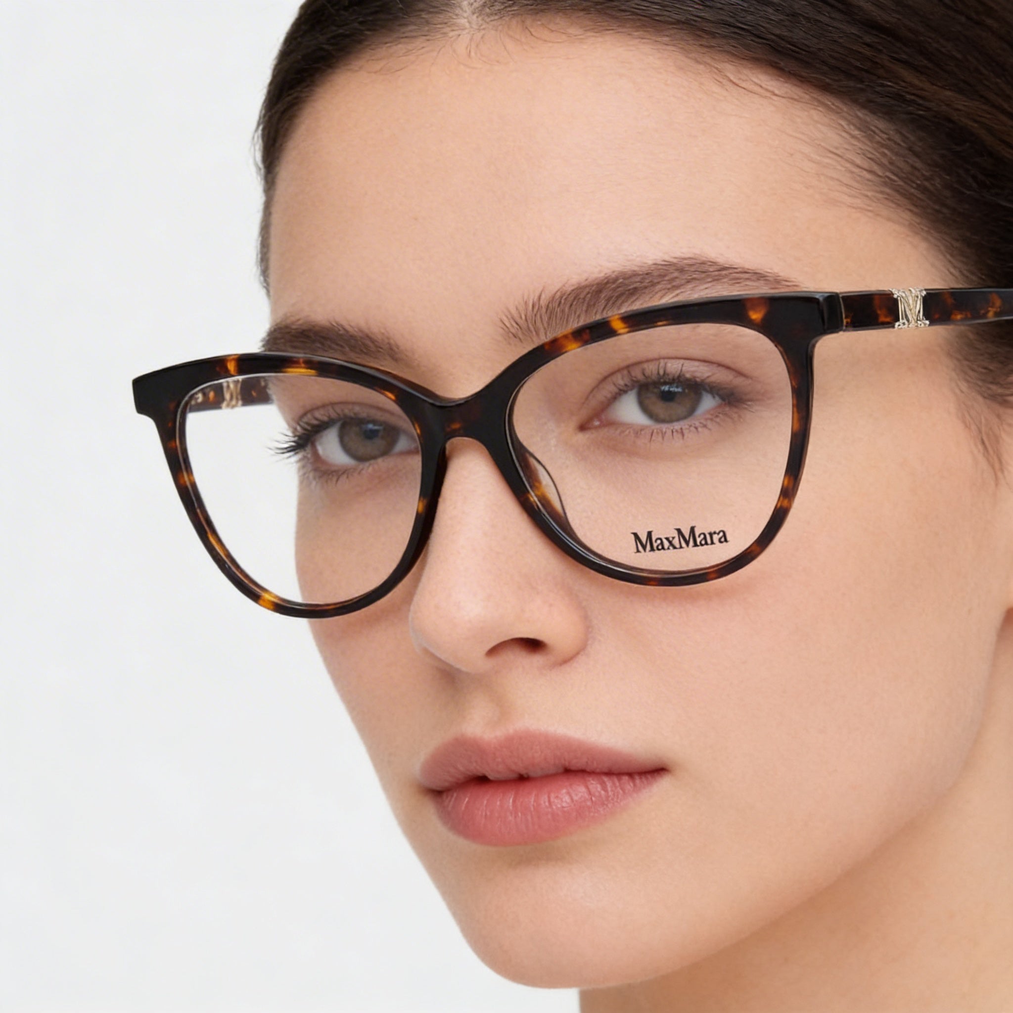 Gafas de acetato MaxMara MM5018 para mujer con montura MaxMaragram 'M' en color habana oscuro y dorado pálido, talla 53-15-140, Photo 4
