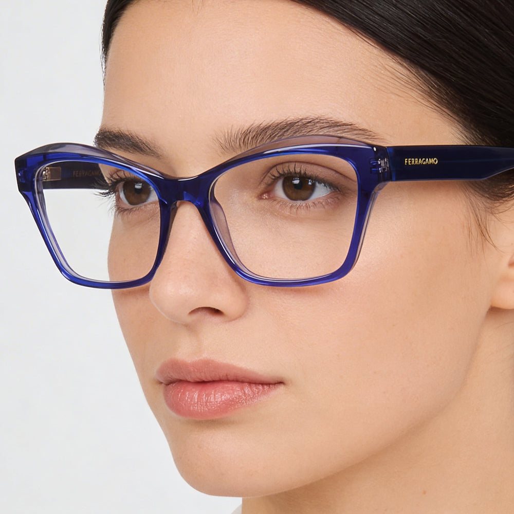 Salvatore Ferragamo SF2951N Modern Women’s Blue/Grey Acetate Frame Polycarbonate Lens Eyeglasses 53mm