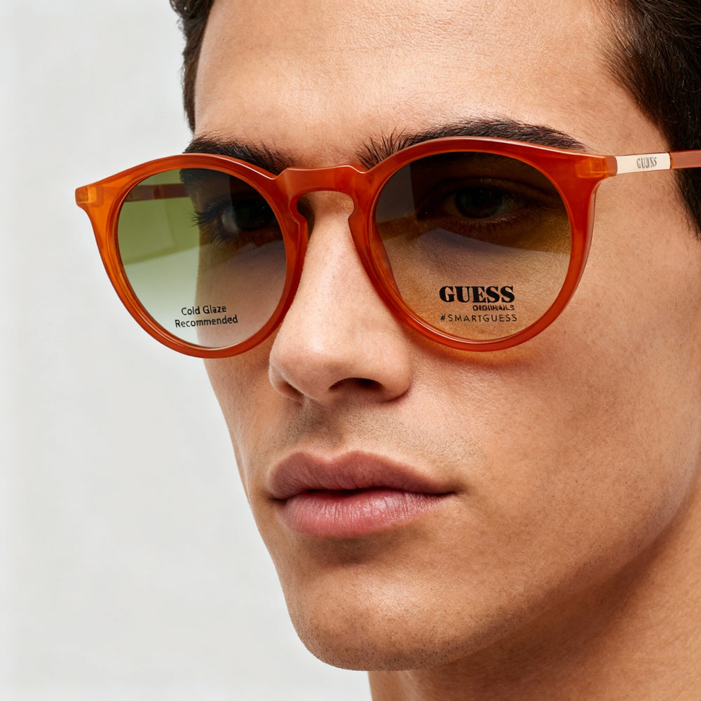 GUESS GU8236 Unisex Orange Injected Plastic Full Rim Oval Optical Eyeglasses, 50mm Lens Width