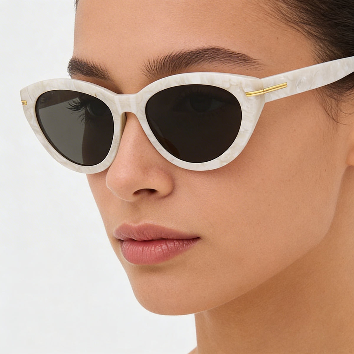 Hugo Boss BOSS 1779/S Gafas de sol clásicas de acetato para mujer, montura blanca perlada/gris, lentes grises, protección UV 100%, 55 mm, Photo 4
