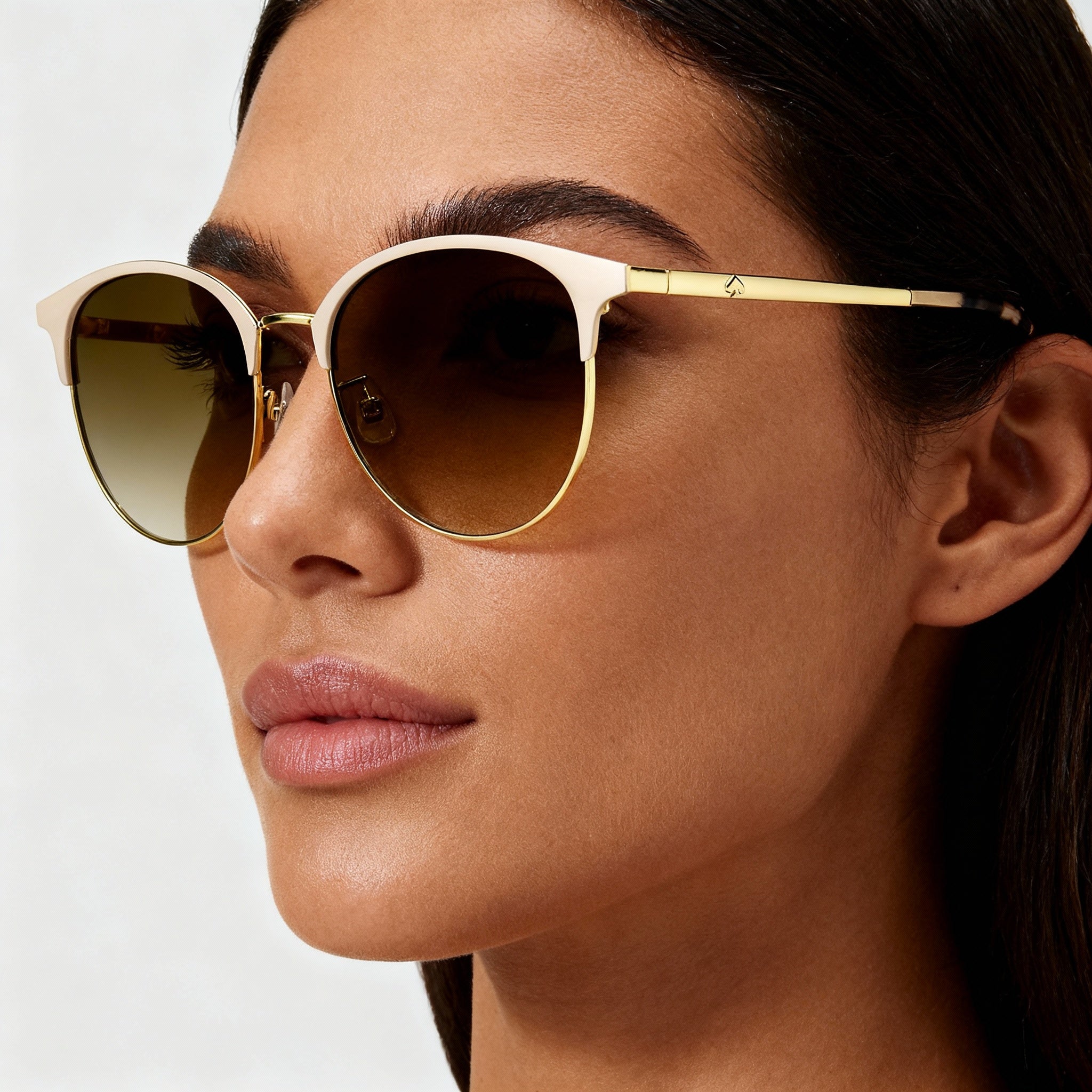 kate spade new york DELACEY/F/S Women's Metal Rectangular Pink Gold Non-Polarized Sunglasses Brown Shaded Gradient 54mm, Photo 5