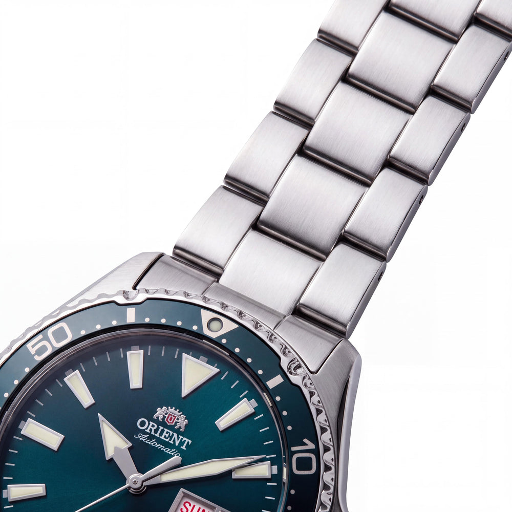 Reloj de buceo mecánico Orient Sporty para hombre, 42 mm, acero inoxidable, esfera verde, luminiscente, cristal de zafiro