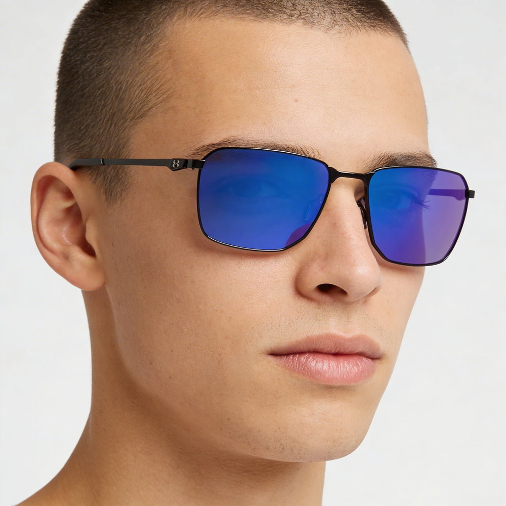 Under Armour Ua Scepter 2/G Unisex Stainless Steel Non-Polarized UV Protected Sunglasses Black Blue Multi Mirrored 58mm
