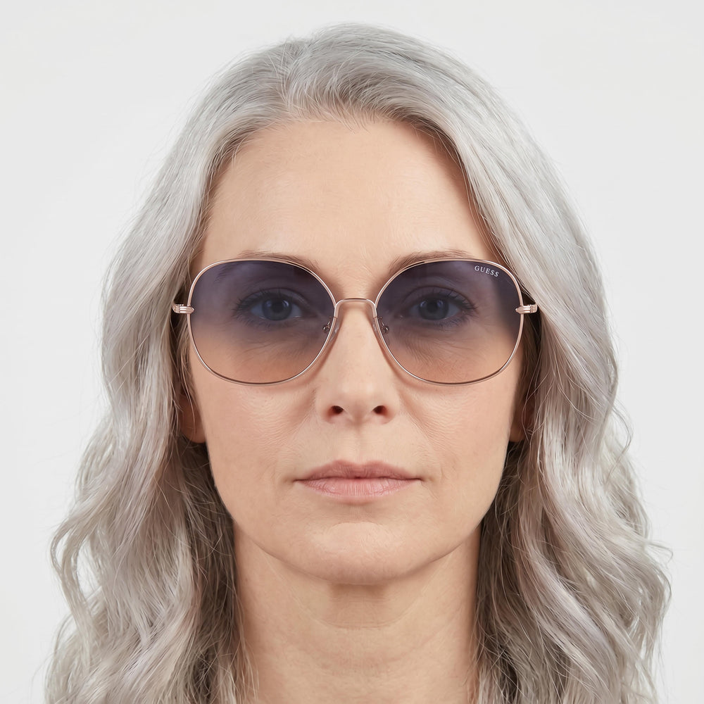 Guess Factory GF0385 Women's Shiny Rose Gold Plastic Frame Blue Gradient UV Protected Sunglasses 145mm