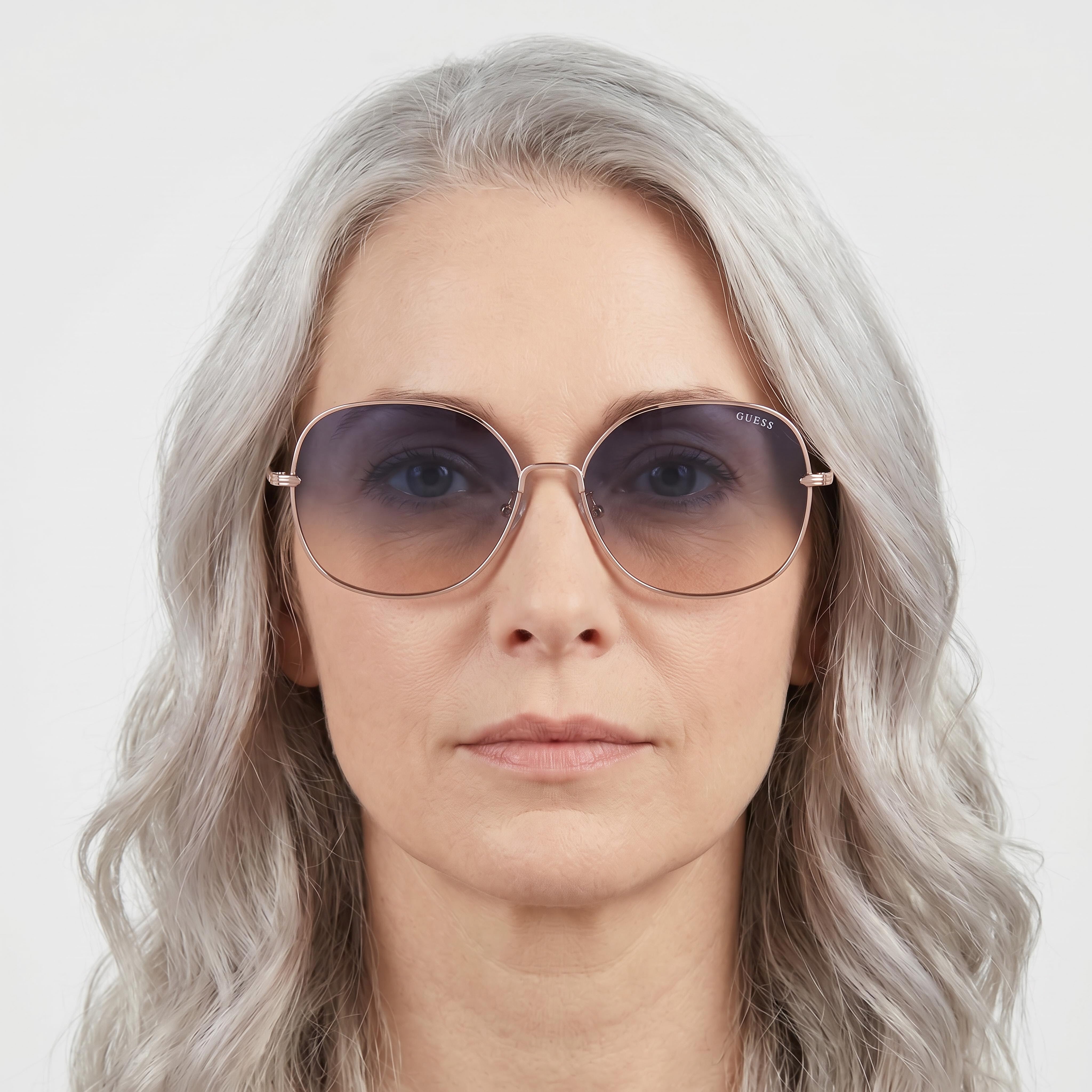 Guess Factory GF0385 Women's Shiny Rose Gold Plastic Frame Blue Gradient UV Protected Sunglasses 145mm, Photo 4