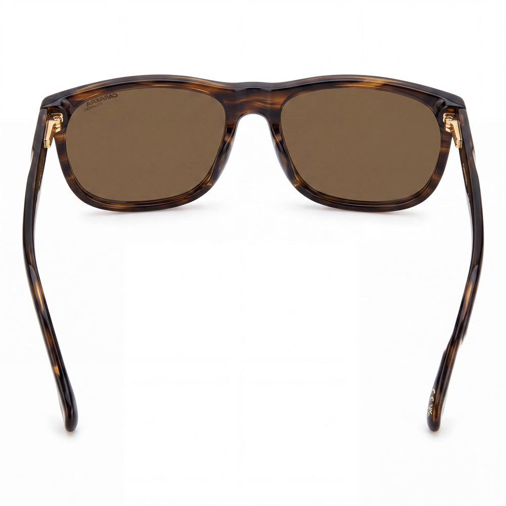 Carrera Women's C Flex 08/G/S Rectangular Sunglasses, Brown Horn Acetate, Bronze Polarized 100% UV Lenses 58mm