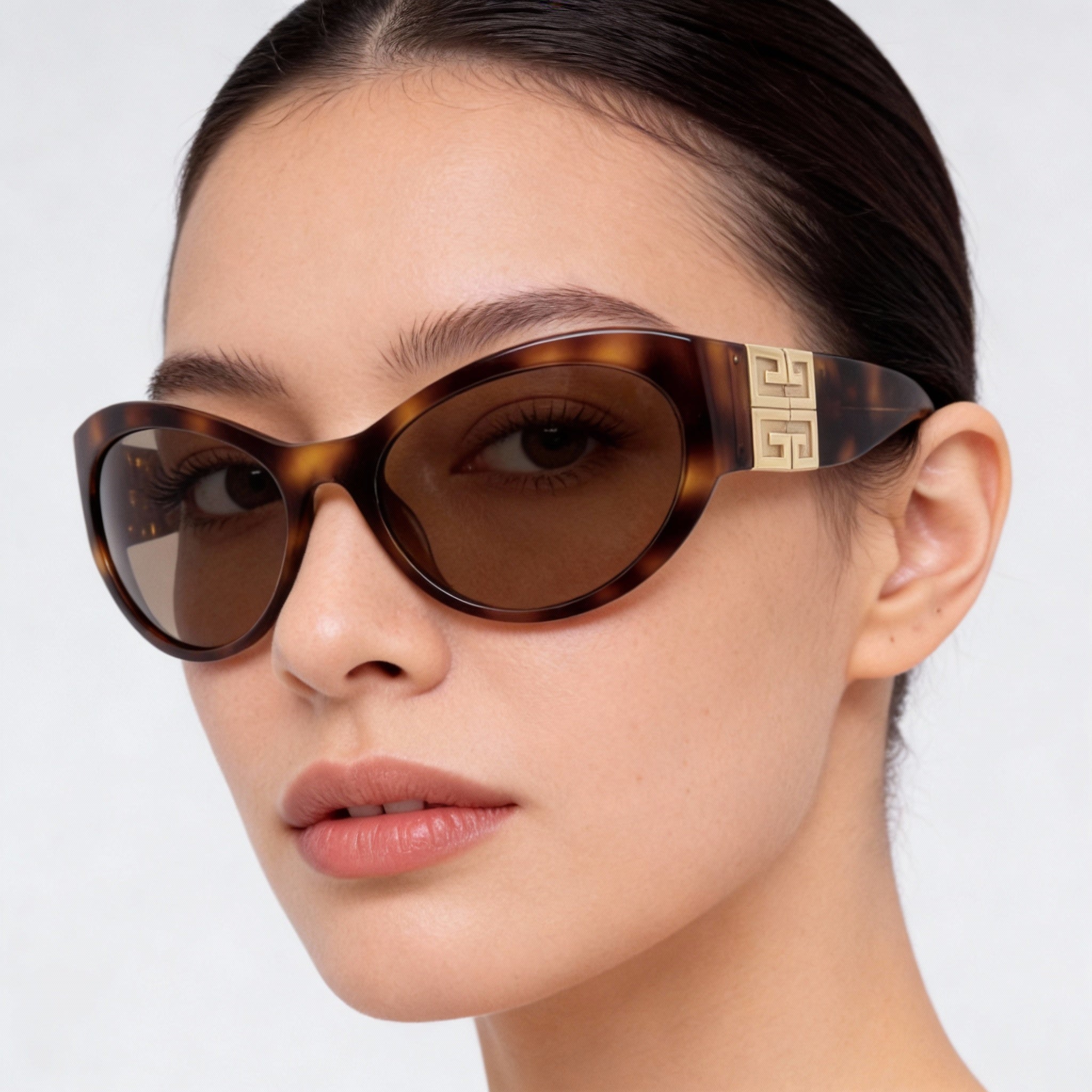 Gafas de sol Givenchy Casual Cat Eye para mujer con montura de plástico color Havana rubio y lentes de plástico marrones de 63 mm, Photo 5