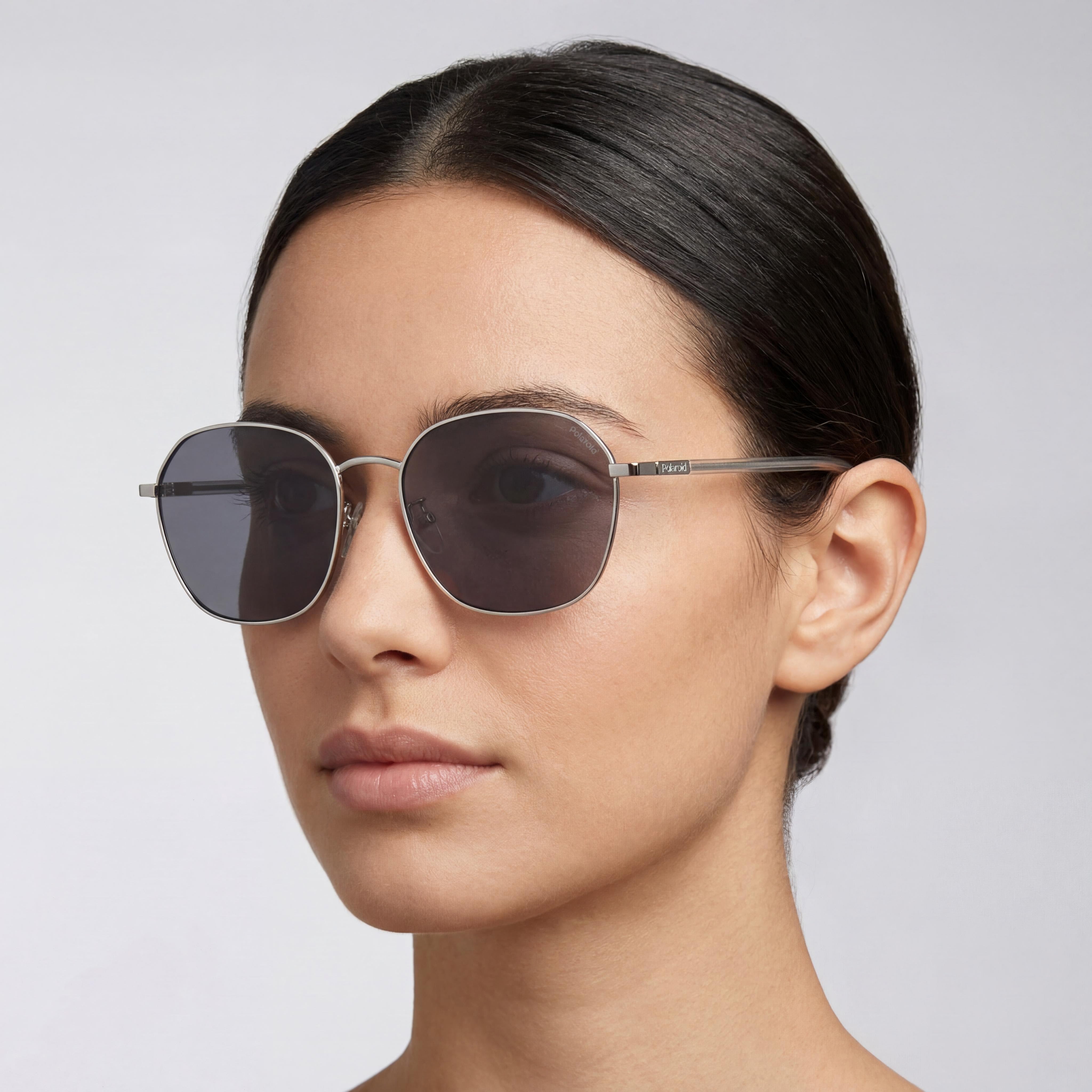 Polaroid Casual Women's Palladium Stainless Steel Polarized Grey Sunglasses 57mm, Photo 5