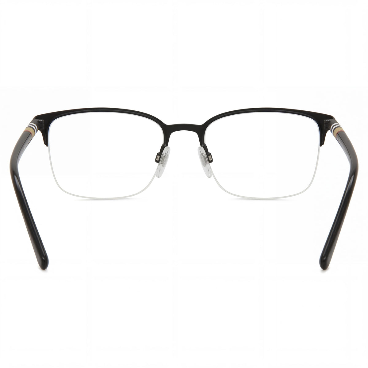 BURBERRY BE 1323 Montura Rectangular de Metal de Medio Aro para Hombre, Goma Marrón Negra, 54 mm, Photo 3