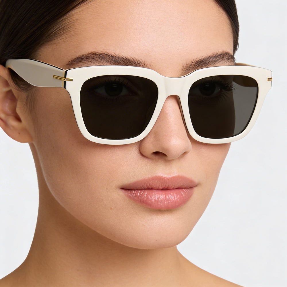 Hugo Boss Classic Women's Acetate Sunglasses White Black/Grey Frame 52mm UV Protection