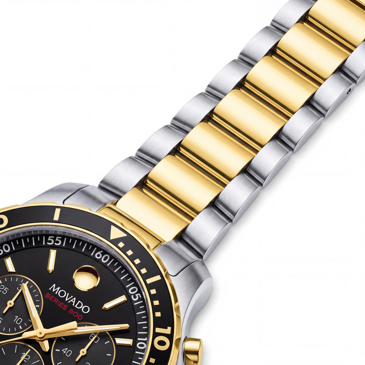 Reloj Movado para hombre, movimiento de cuarzo, cronógrafo, caja en tonos dorado, negro y plateado, resistente al agua hasta 200 m, Photo 2