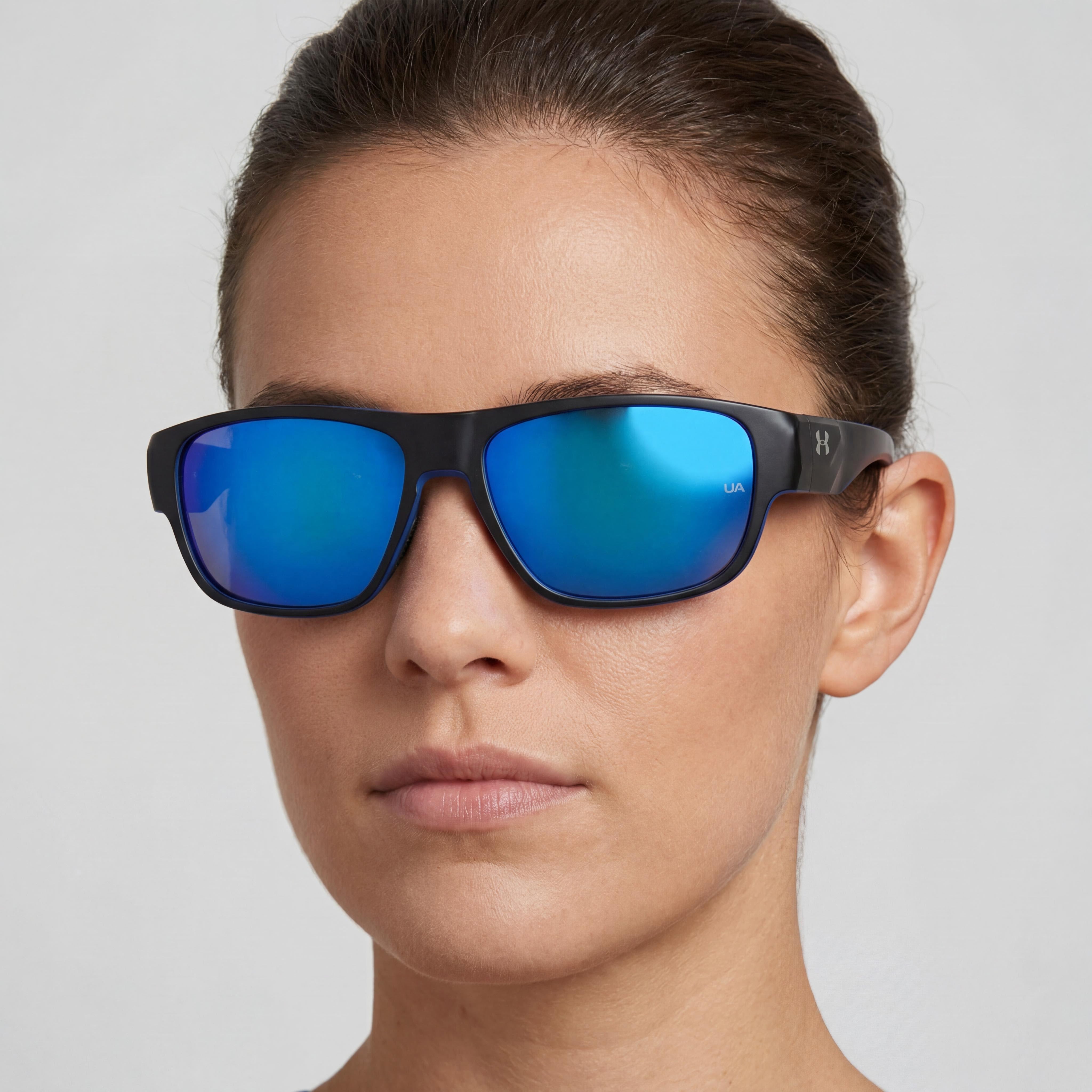 Under Armour Ua Scorcher Women's Matte Black Blue Sky Blue Polycarbonate Non-Polarized UV Protection Sunglasses 60mm, Photo 4