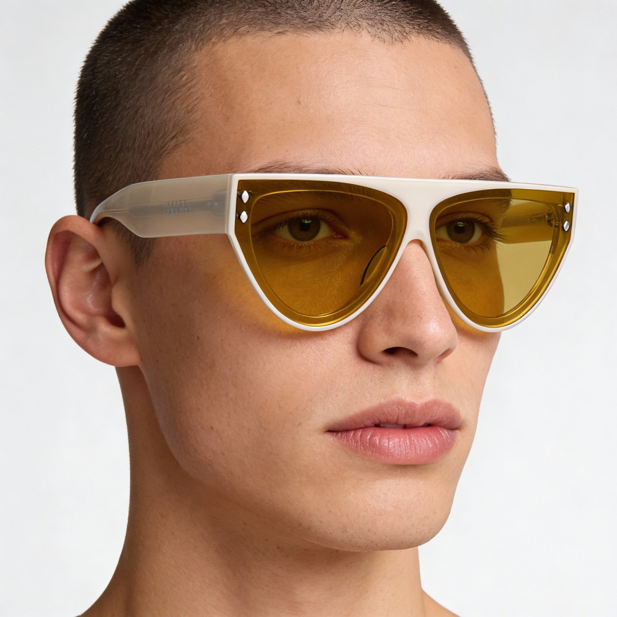 Gafas de sol unisex de acetato no polarizadas Isabel Marant, montura marfil, lentes amarillas, 69-07-145, Photo 3