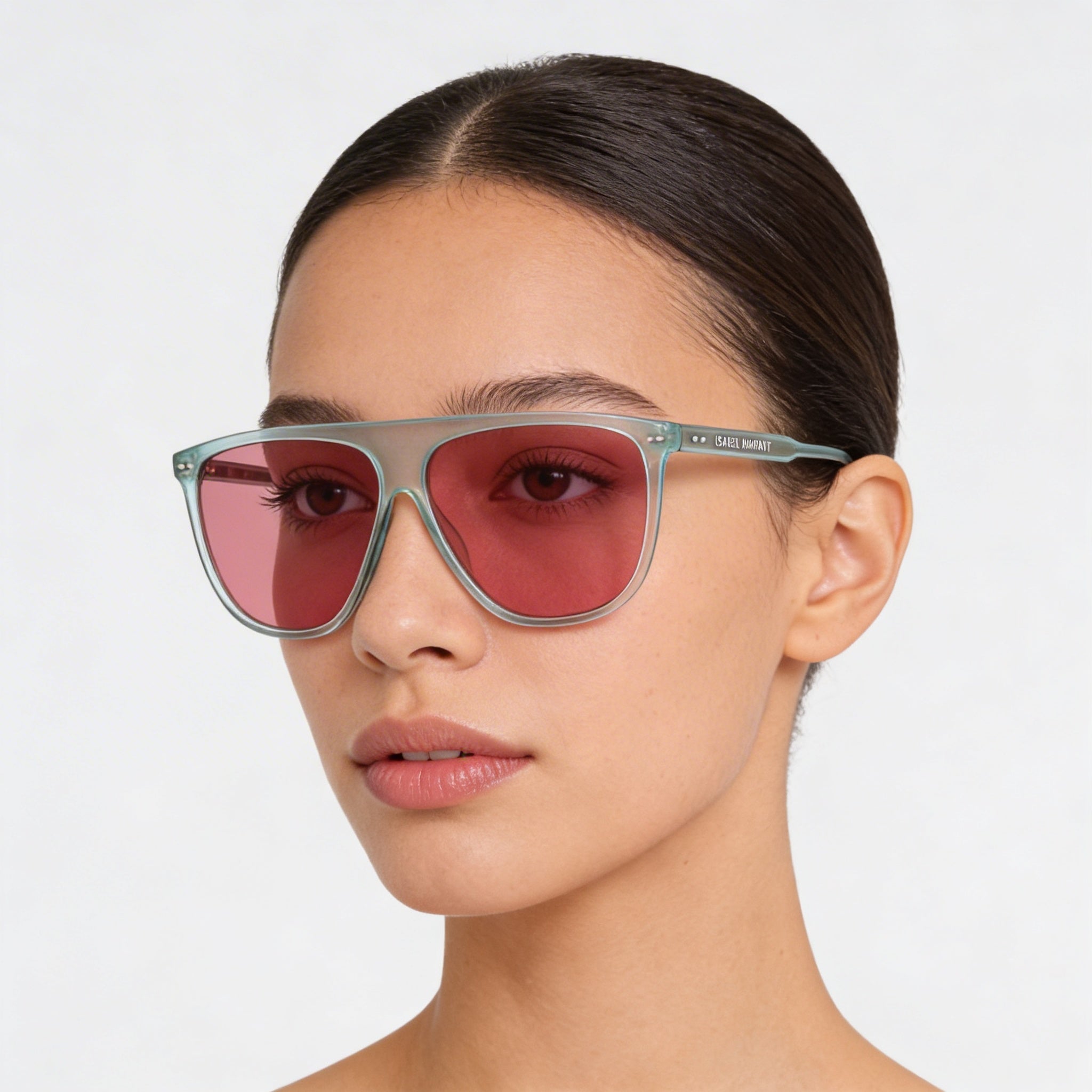 Isabel Marant Modern Women's Transparent Green Acetate Pink Lens Sunglasses 61mm, Photo 3