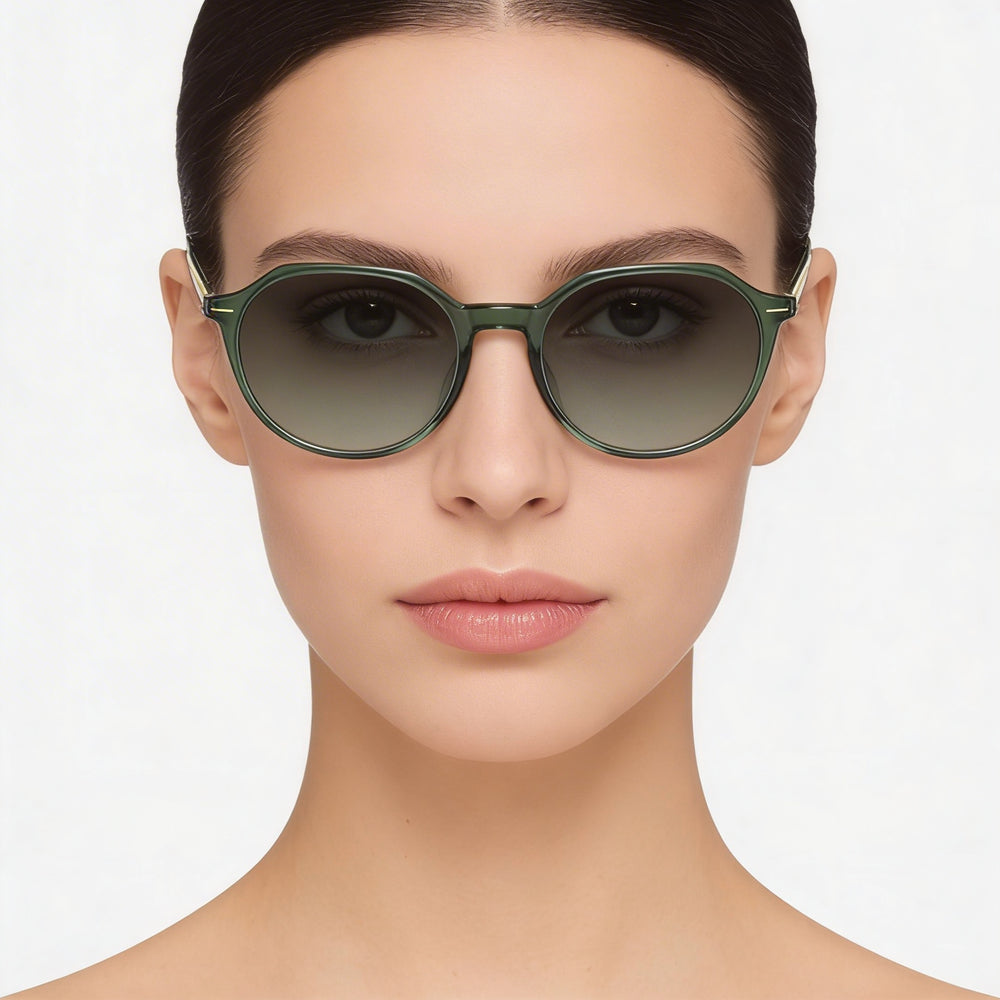 Hugo Boss Light & Minimal Women's Green Grey Frame Grey Green Polyester Lens Light Acetate Sunglasses 51mm