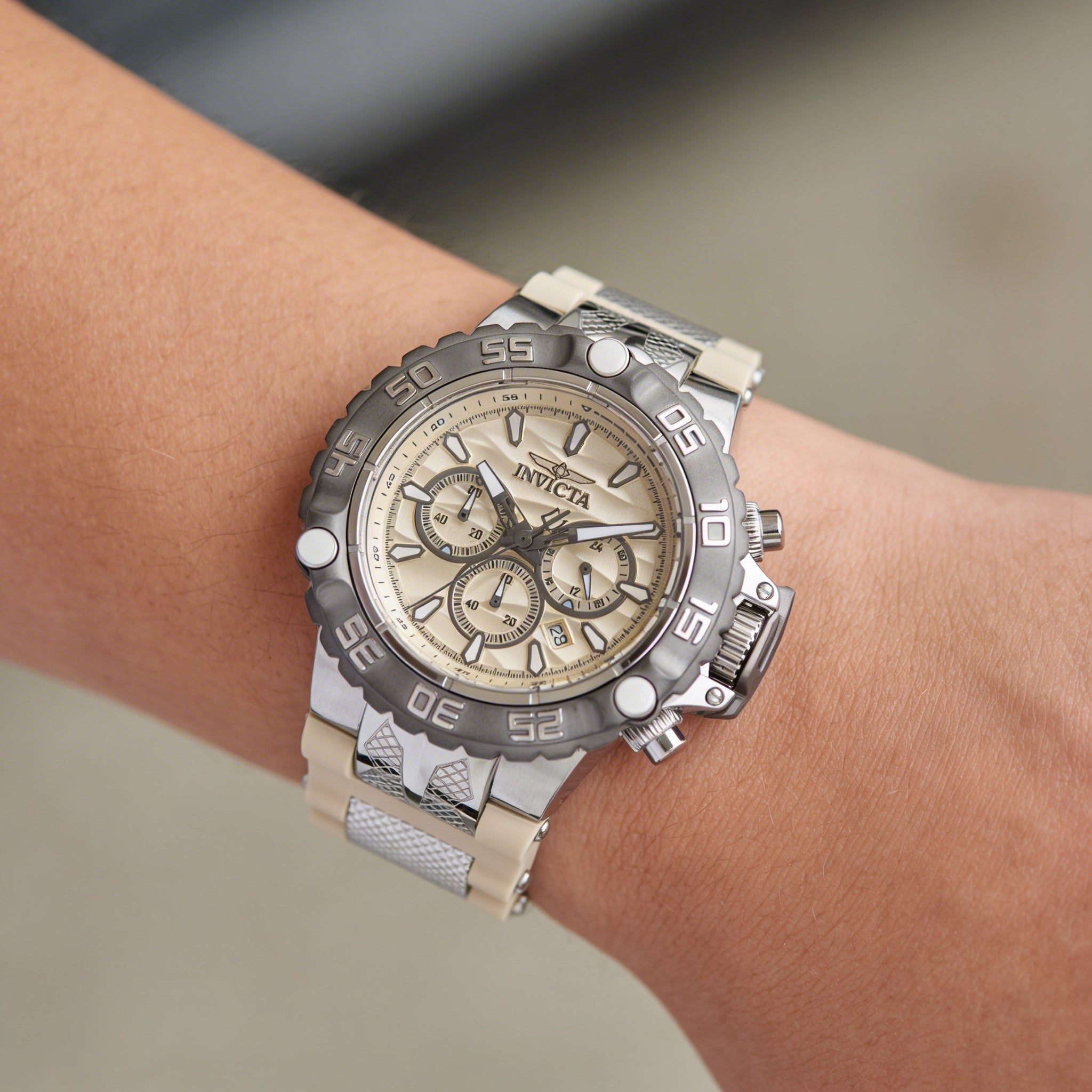 Reloj de pulsera Invicta Subaqua - Poseidon 48558 unisex de cuarzo, cronógrafo, acero inoxidable plateado, 55 mm, Photo 3