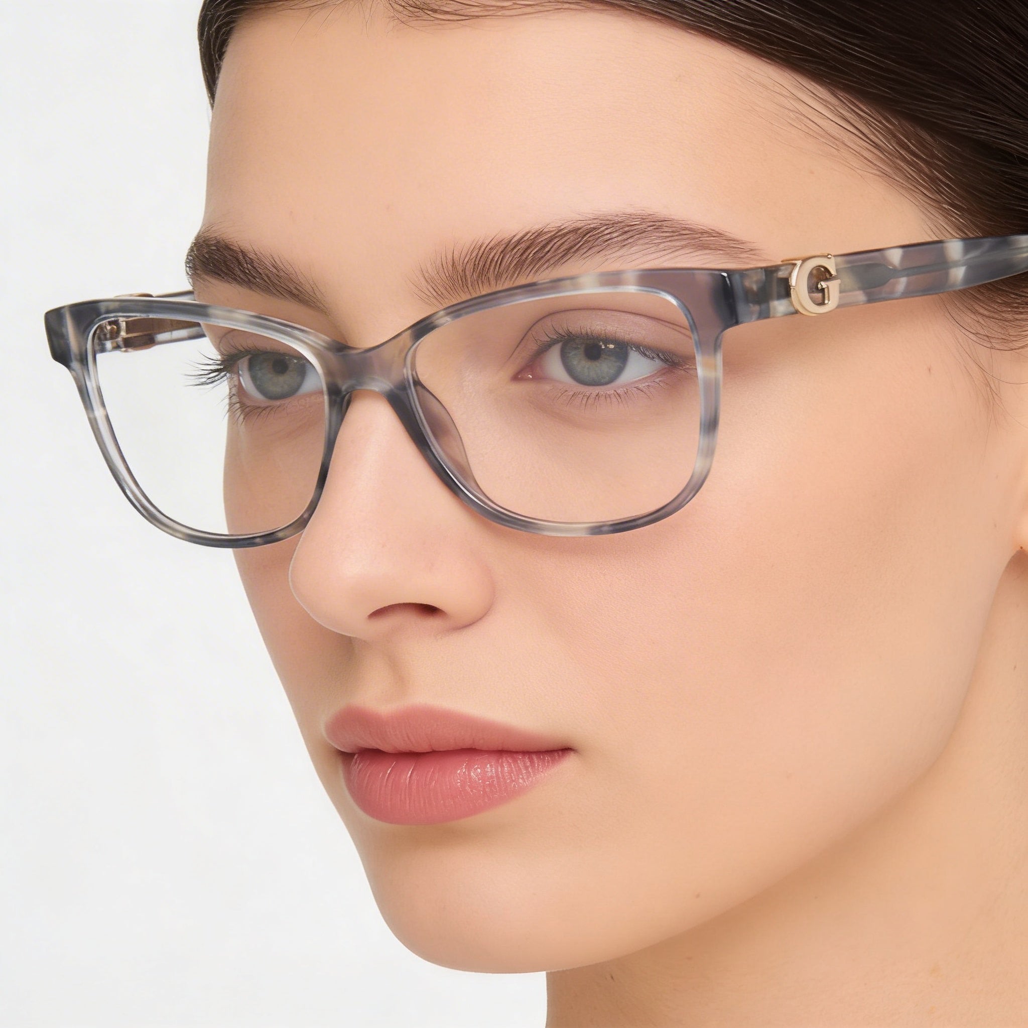 GUESS Gu50227 Women's Shiny Blue Plastic Frame Eyewear with Polycarbonate Lenses, 52-15-140 Size, Photo 5