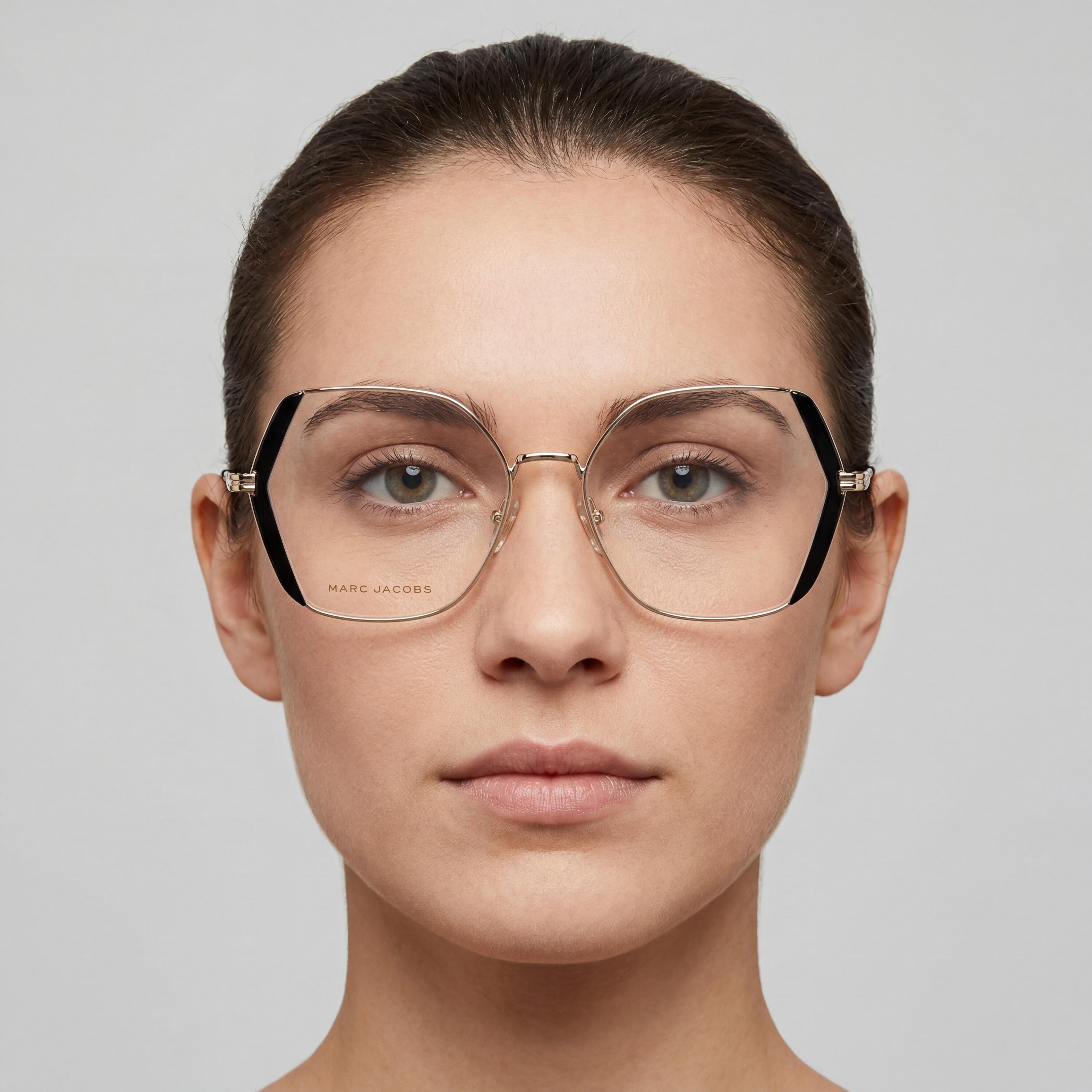 Gafas de metal para mujer Marc Jacobs Contemporary Mj 1068, doradas y negras, 54 mm, con protección UV, Photo 4