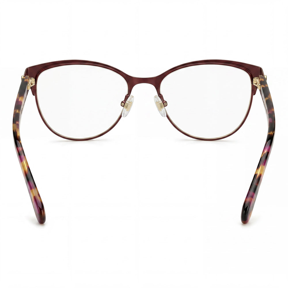 kate spade new york Hadlee Women's Cat Eye Eyeglasses, Stainless Steel Frame, Havana Plum, 52mm