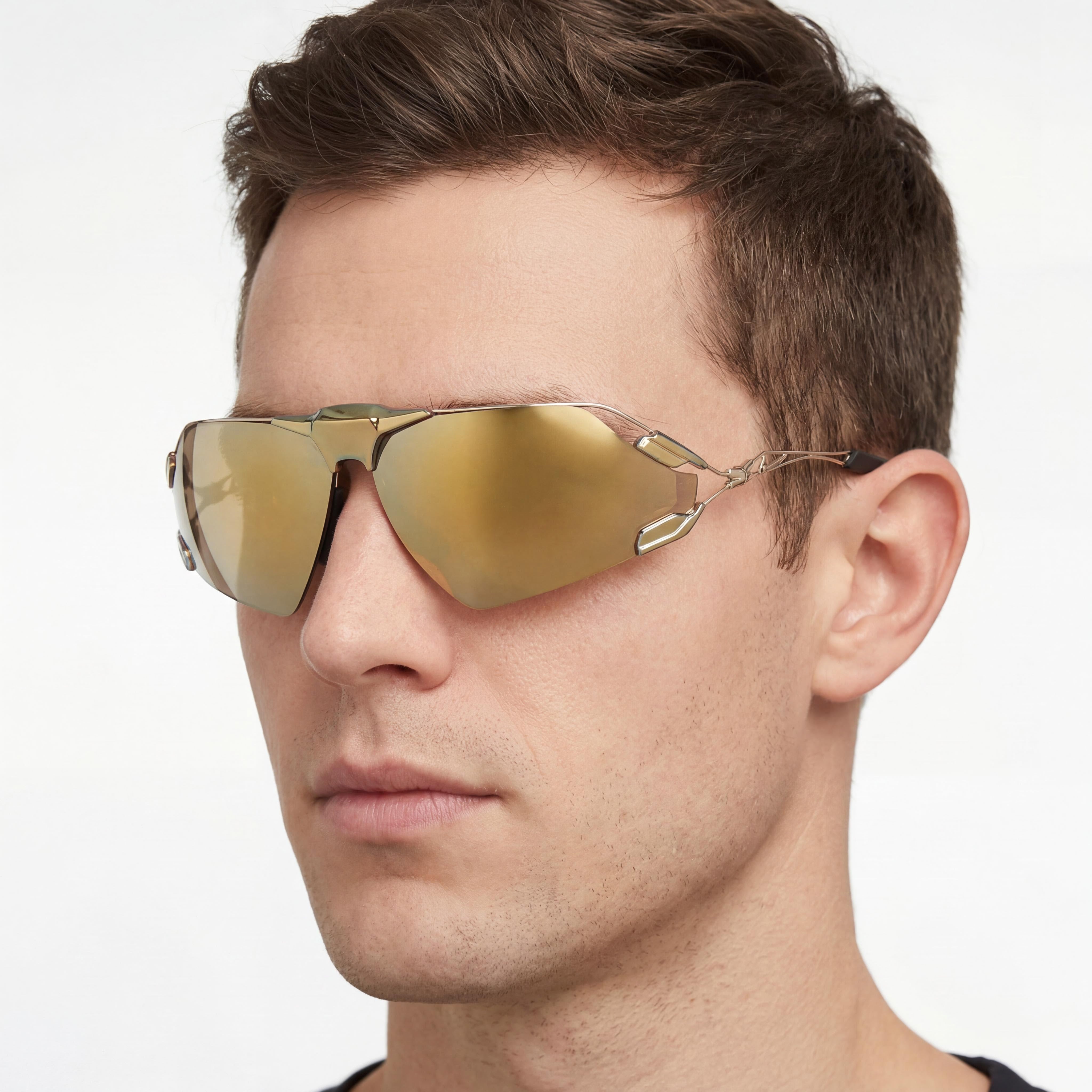 Nike NIKE ZEUS EDGE EV24030 Men’s Titanium Gold / Gold Mirror Sporty Sunglasses 76mm, Photo 4