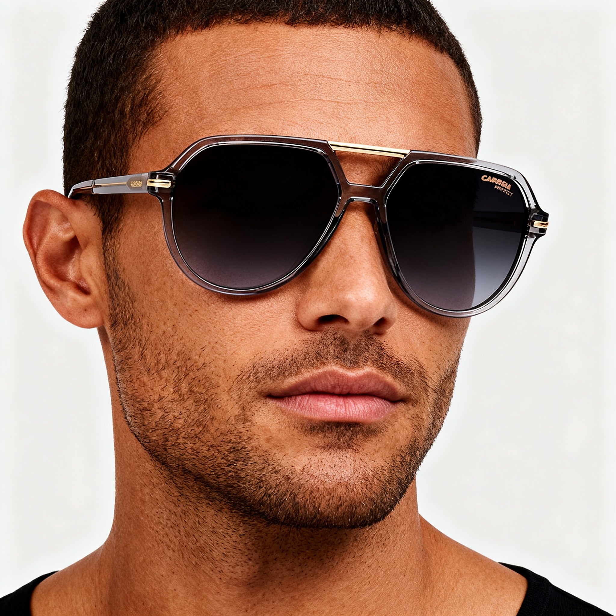 Carrera Men's Signature 315/S Pilot Sunglasses, Grey Polyamide Frame, Grey Shaded Gold Mirror Non-Polarized Lenses, 58mm, Photo 3