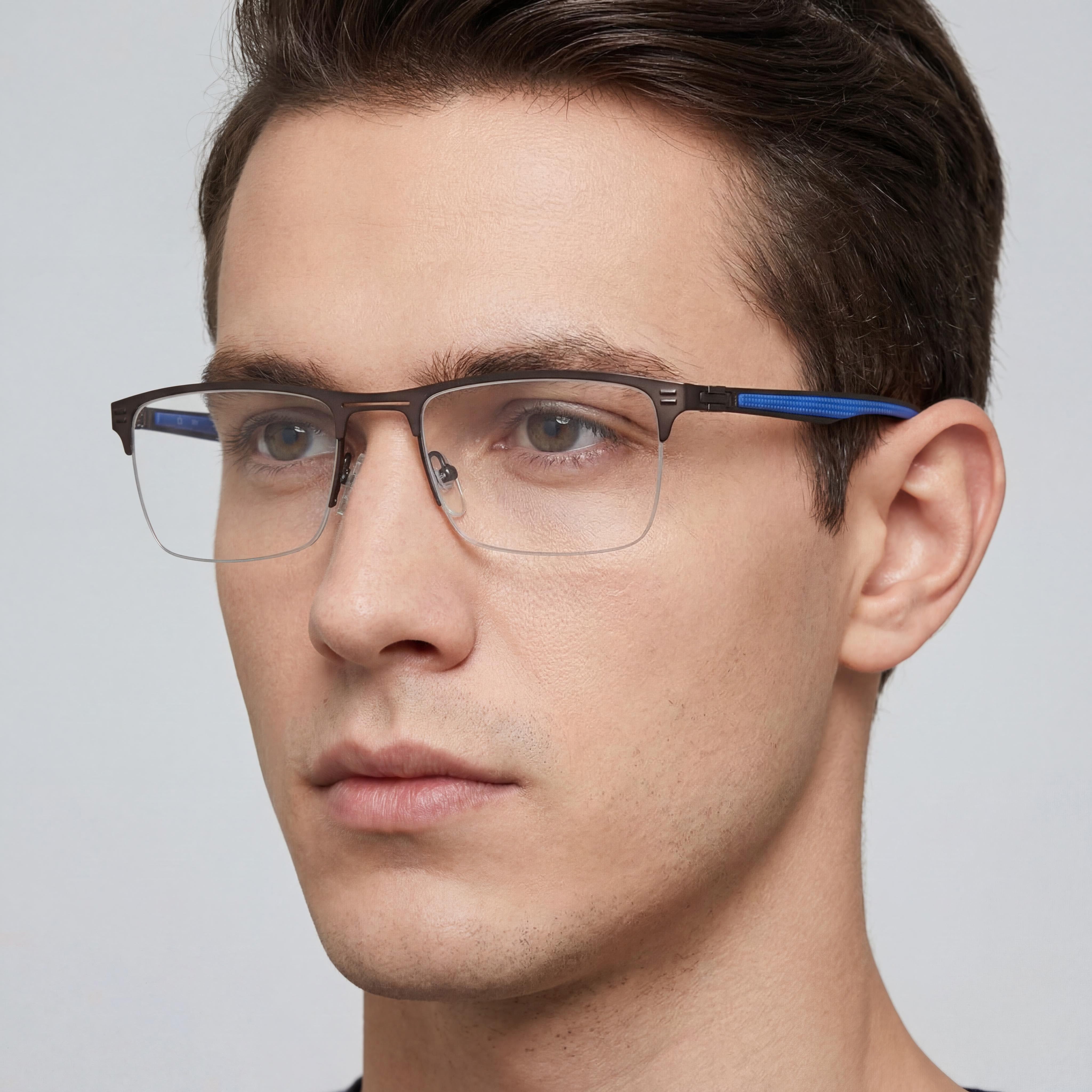 Gafas Fila VFI030 Unisex de Metal de Media Montura Color Gunmetal Mate 53mm, Photo 4