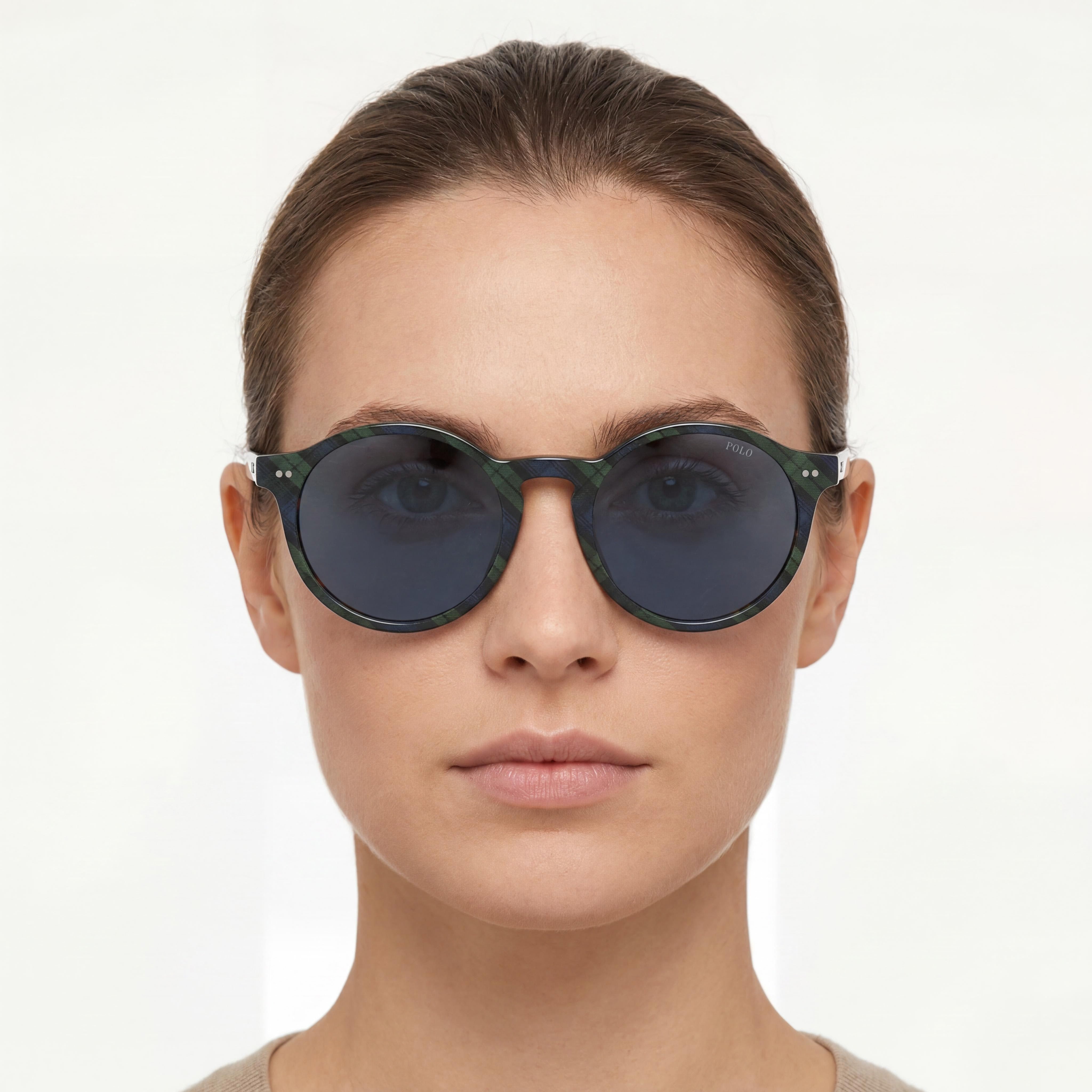 POLO RALPH LAUREN Ph4204u Universal Fit Women's Shiny Tartan Blue/Green/Dark Blue Plastic Frame 100% UV 53mm, Photo 3