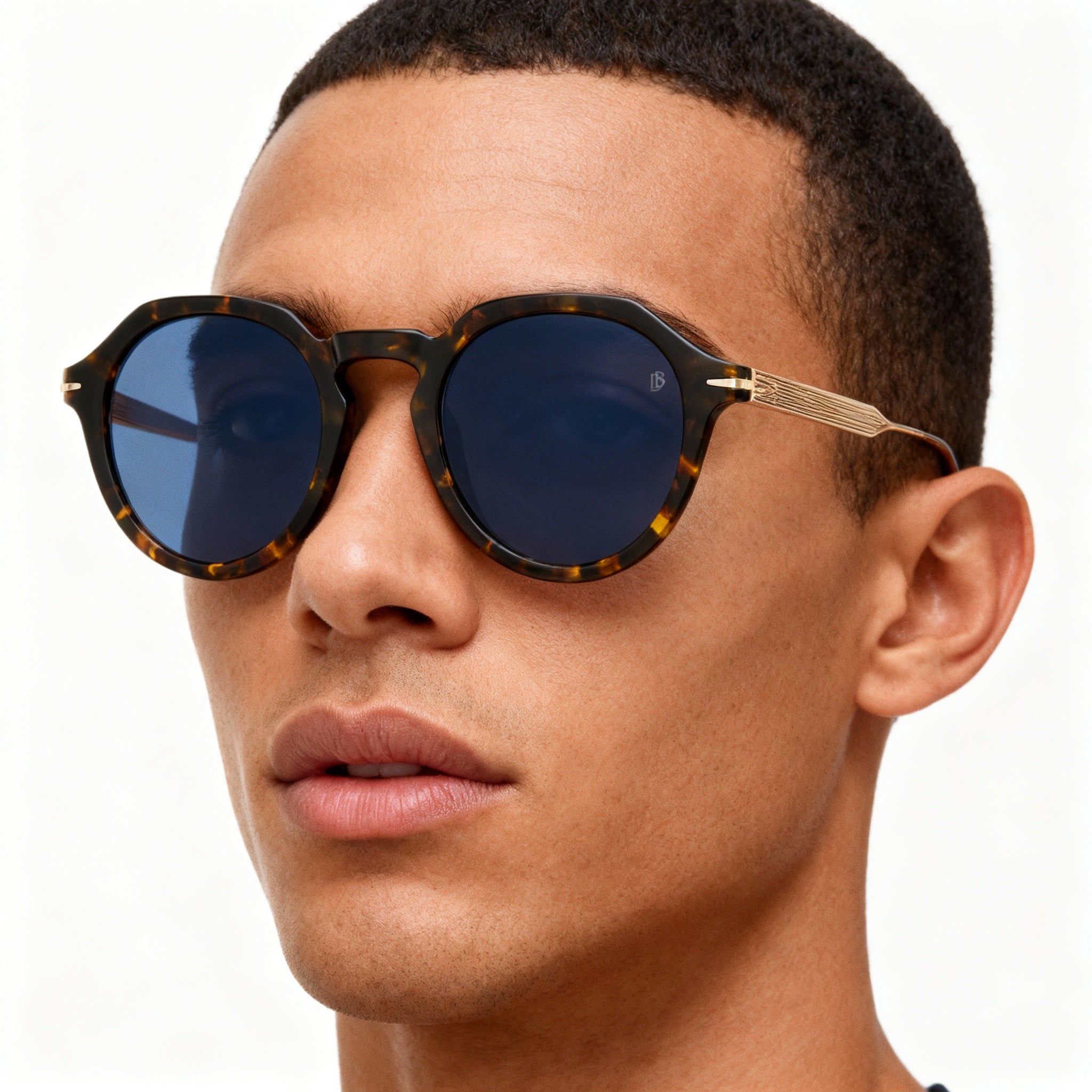 David Beckham DB 1098/S Classic Acetate Havana Gold Men's Polycarbonate Non-Polarized Sunglasses 49mm, Photo 4
