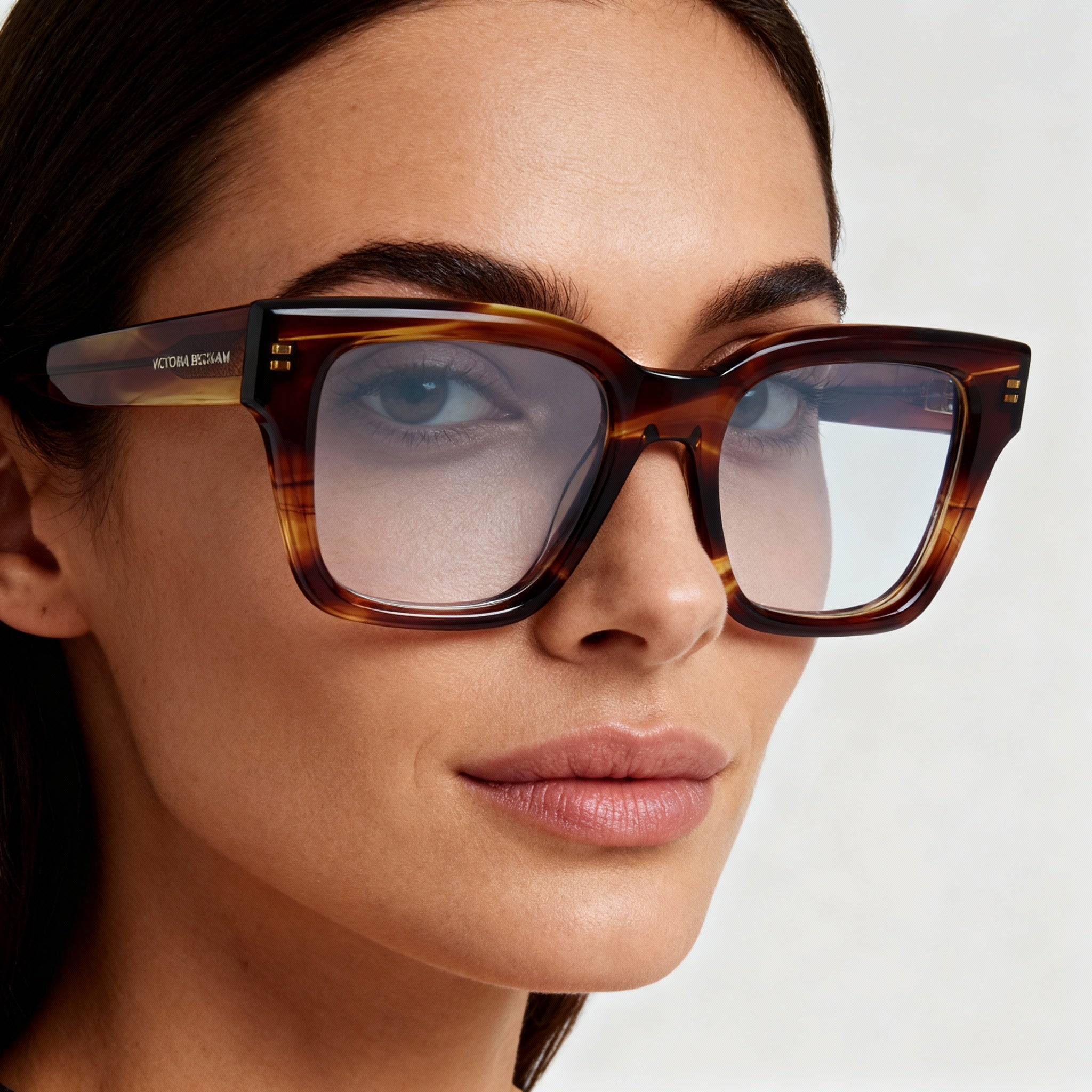 Victoria Beckham VB2681 Women's Acetate Rectangular Brown Striped Eyeglasses 50-18-140, Photo 4