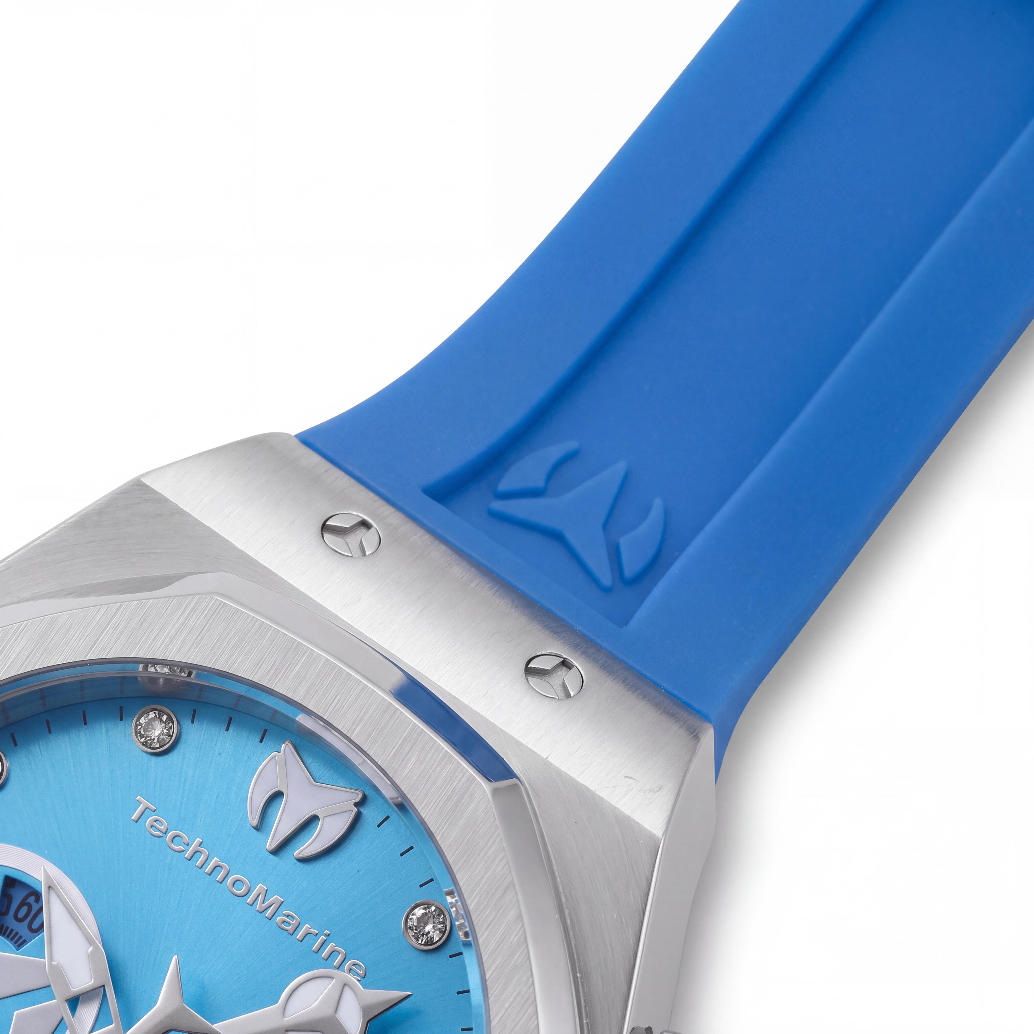 TechnoMarine Reef - Sun Women's Chronograph Silver Case Sky Blue Silicone Band Watch 40mm, Photo 3