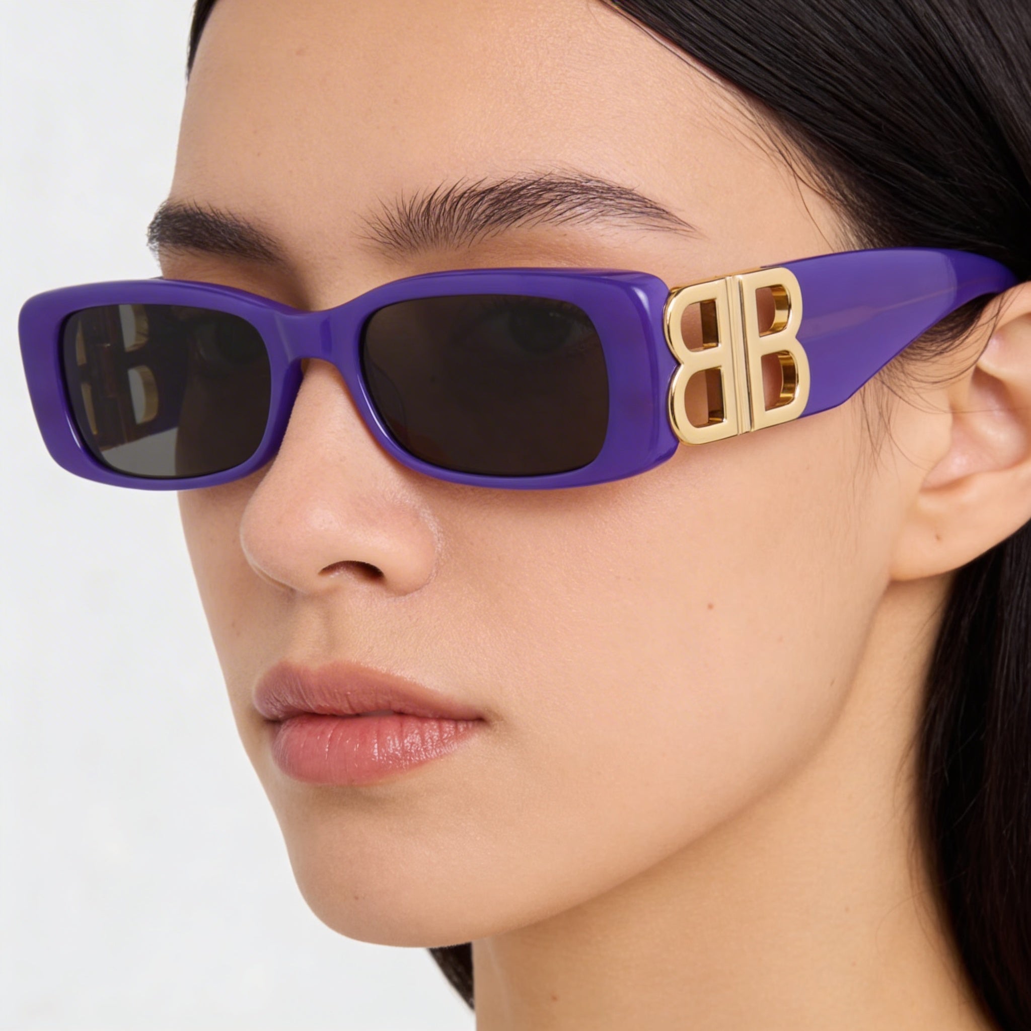 Balenciaga Square/Rectangle Women's Plastic Prescription Optical Frames Violet Gold Grey 51mm, Photo 4