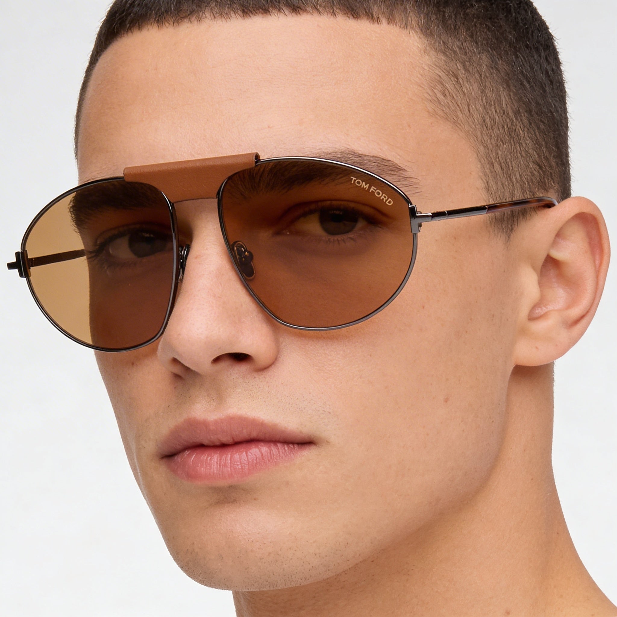 Gafas de sol Tom Ford Ken Ft 1095 de metal para hombre, montura de rutenio marrón brillante, lentes marrones, talla 60-16-140, Photo 3